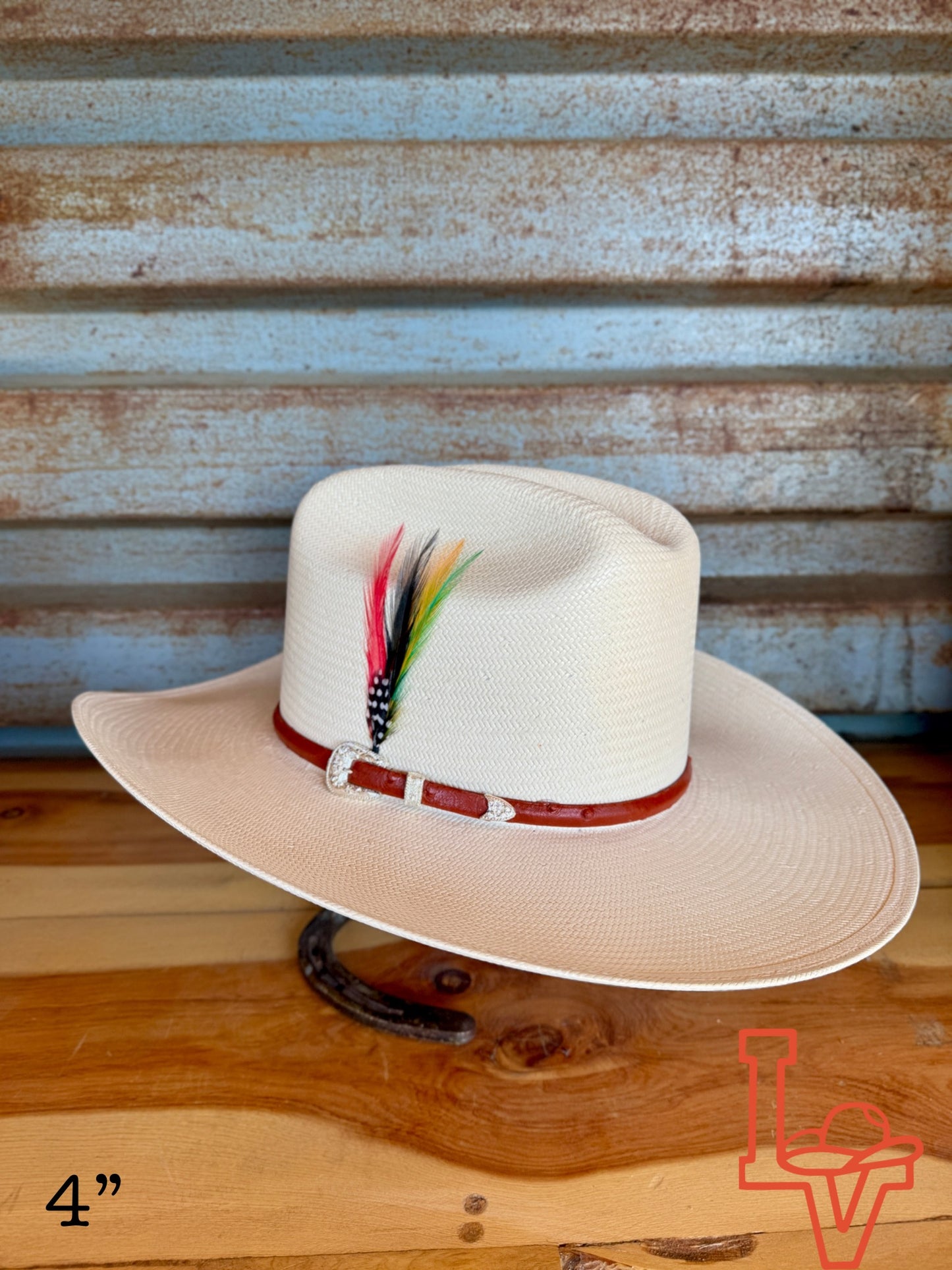 Stetson Primo Cognac 10x Straw Cowboy Hat Crown Natural