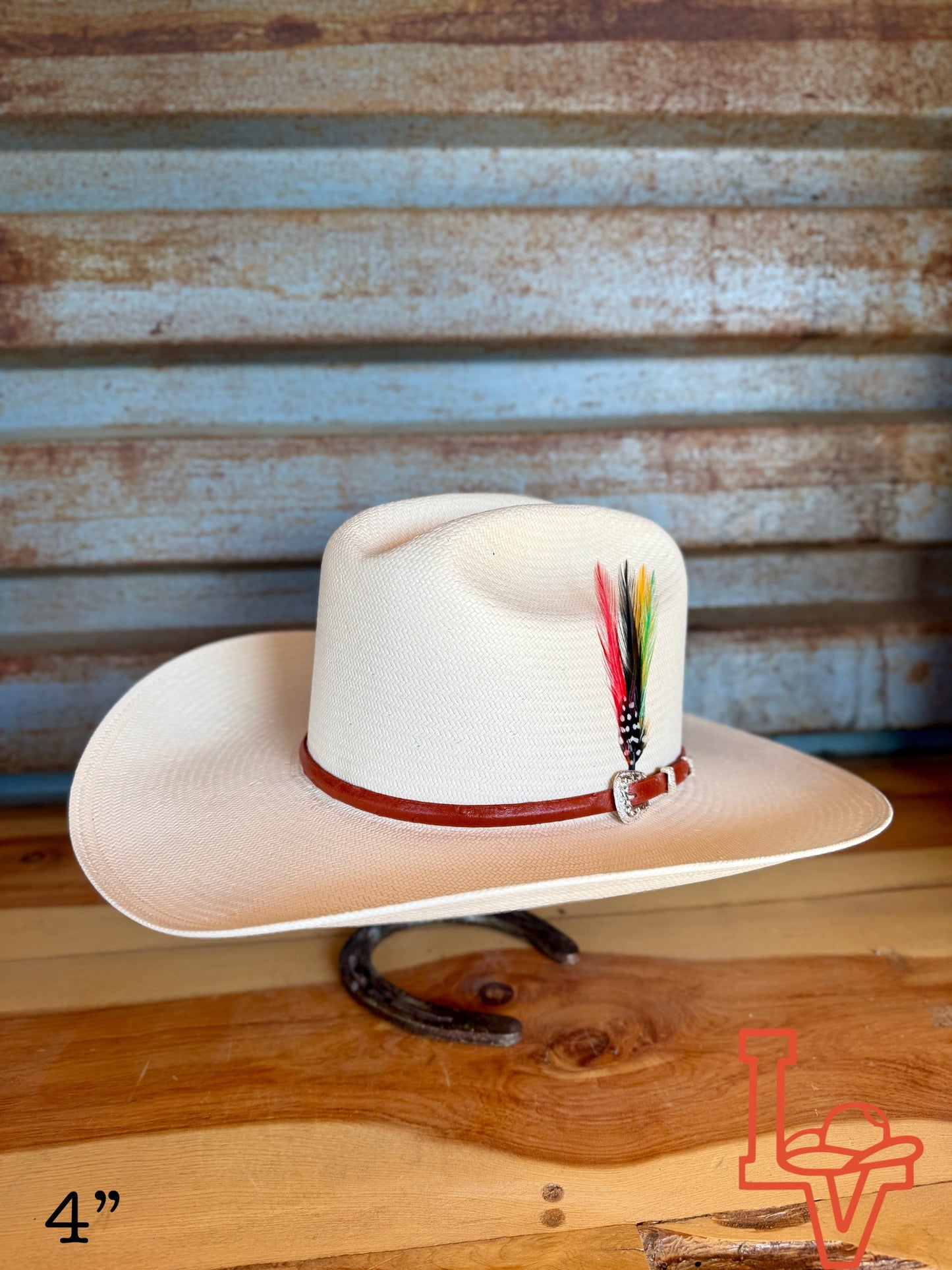 Stetson Primo Cognac 10x Straw Cowboy Hat Crown Natural