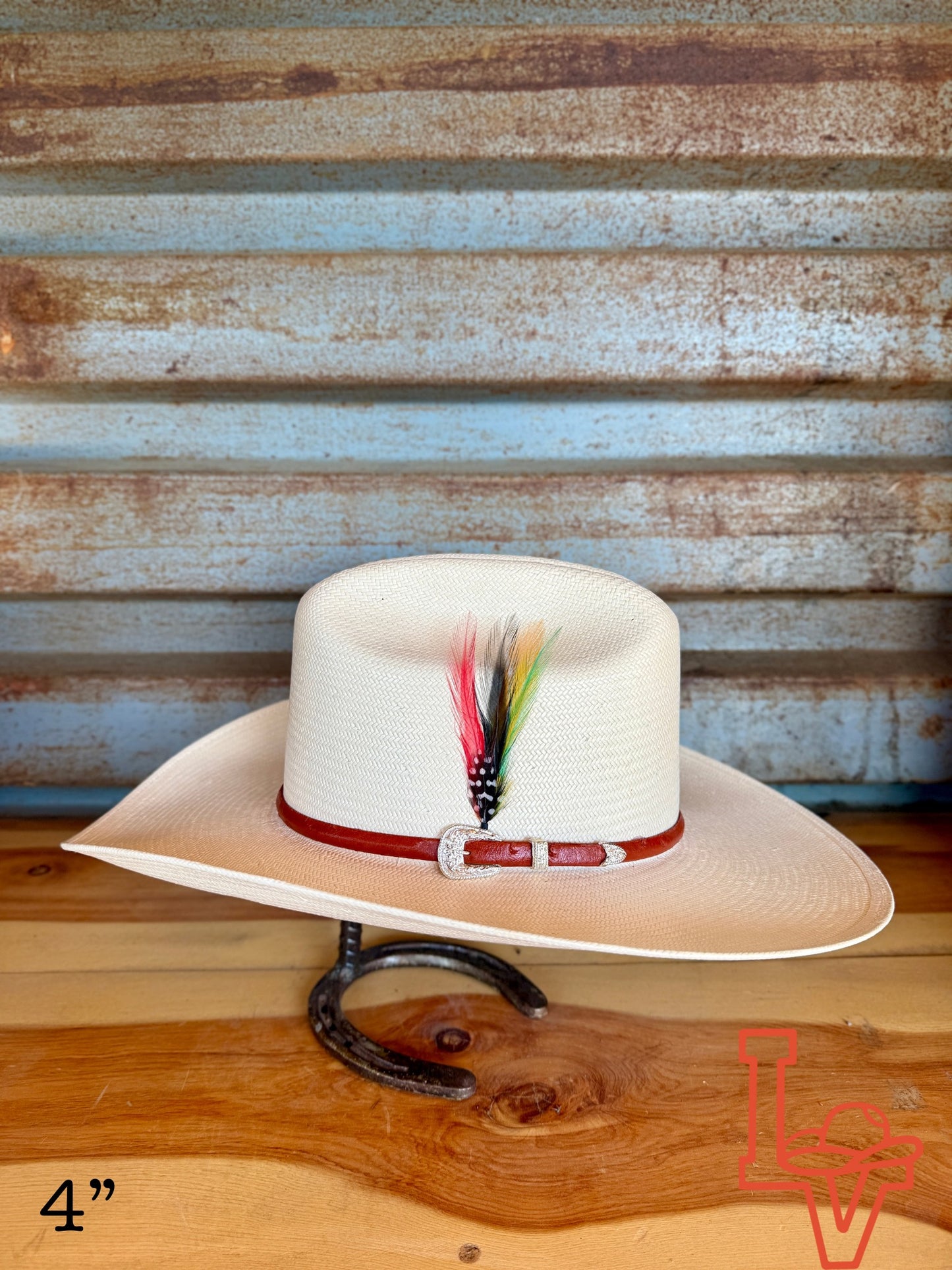 Stetson Primo Cognac 10x Straw Cowboy Hat Crown Natural