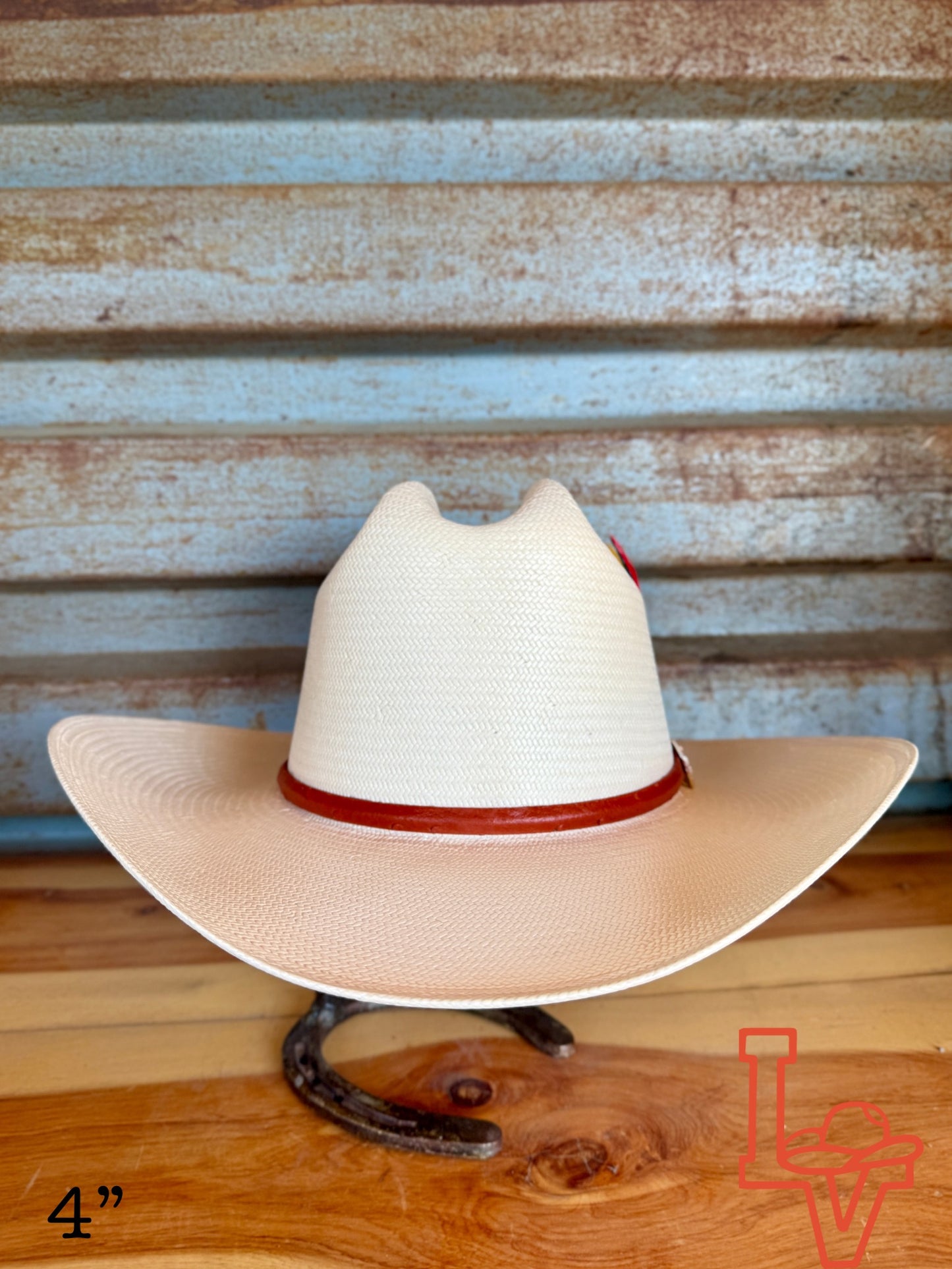 Stetson Primo Cognac 10x Straw Cowboy Hat Crown Natural
