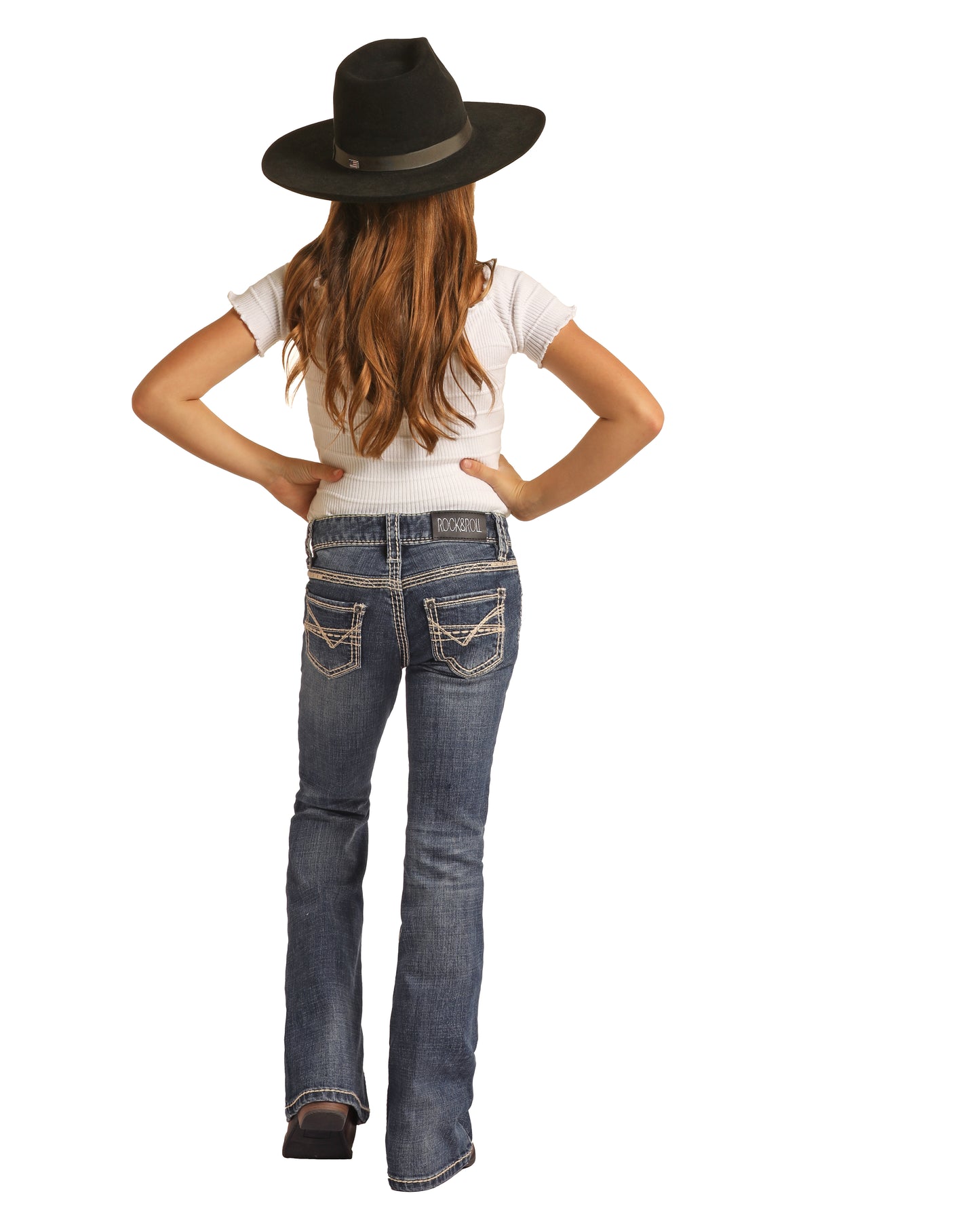 Rock & Roll Cowgirl Kids Extra Stretch Trousers Dark Vintage Wash