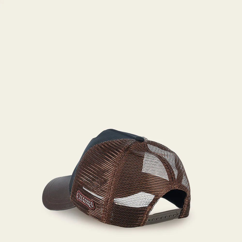 Cuadra Dark Brown Alligator Metal Patch Leather Cap Snapback CC117