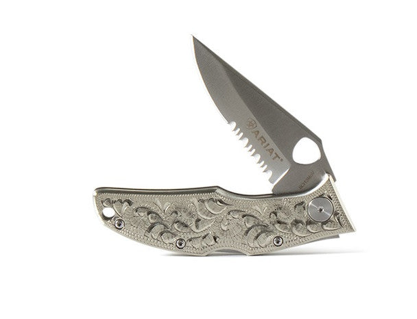 Ariat Folding Knife Hybrid Blade Silver