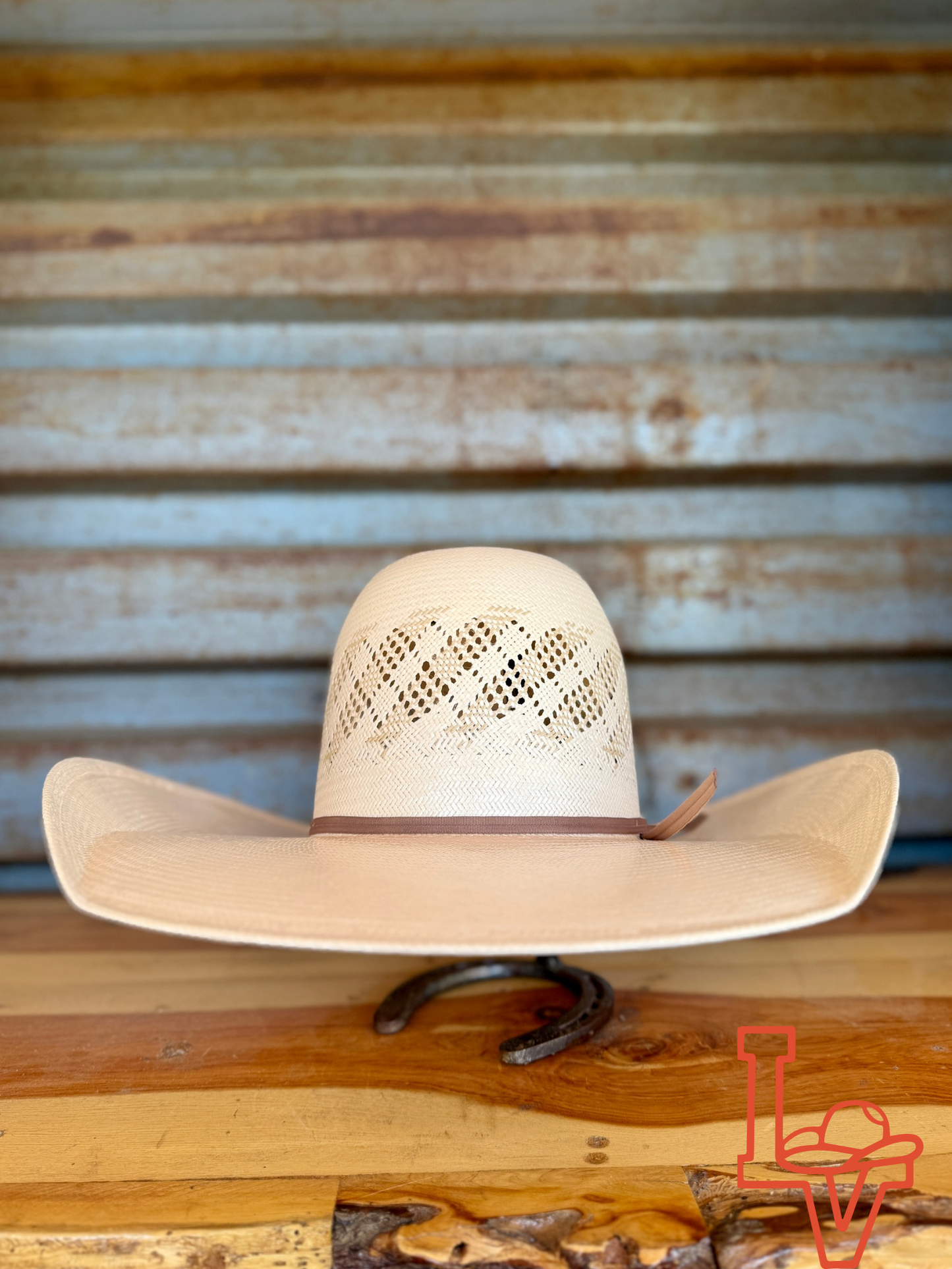American Hat Company Straw Hat Regular Dirty Road Tan White