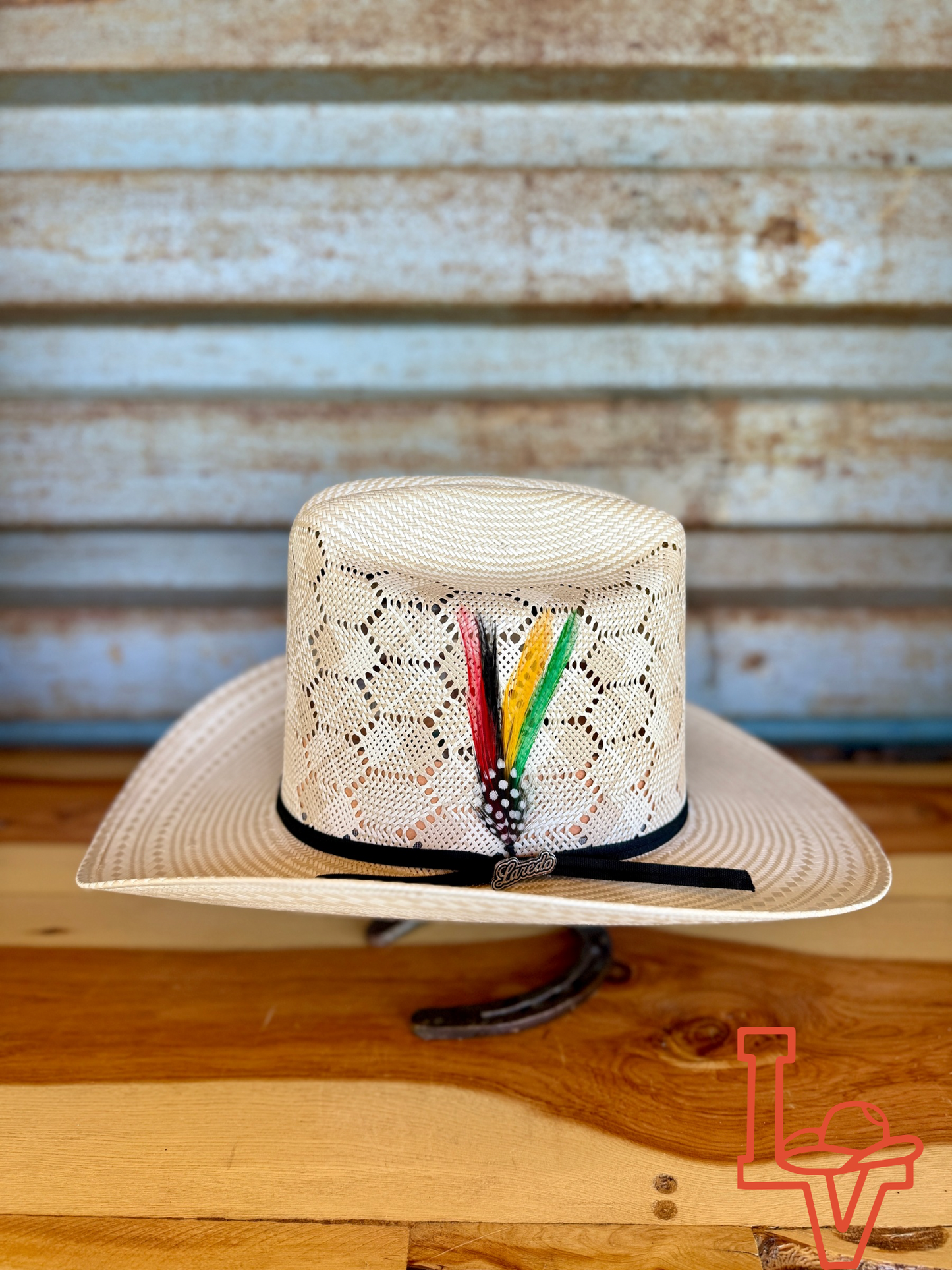 Laredo Straw Hat Tall Crown 200x Estilo Sinaloa Honey Comb Tan/White