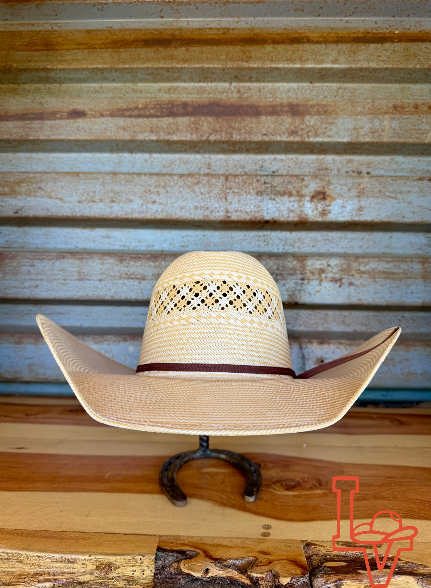 American Hat Company Straw Hat Regular Crown Charol Yellow White