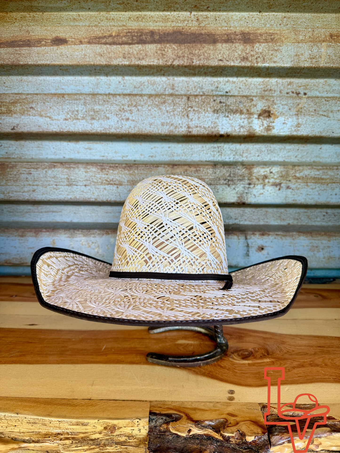 Laredo Straw Hat Regular Crown Nest Tan White Brown Bound Edge