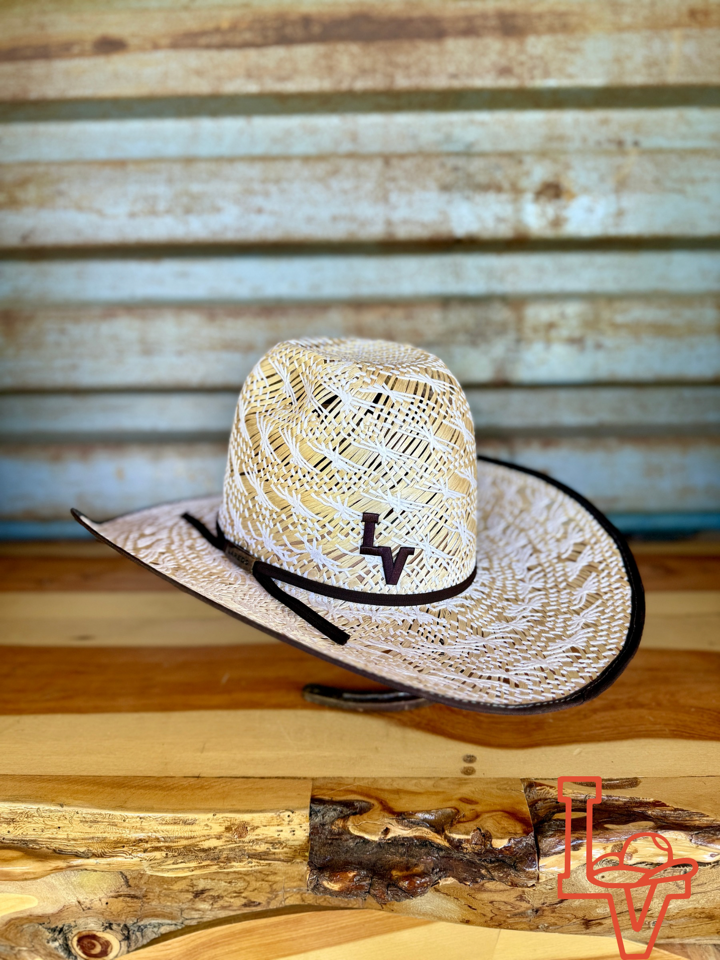 Laredo Straw Hat Regular Crown Nest Tan White Brown Bound Edge
