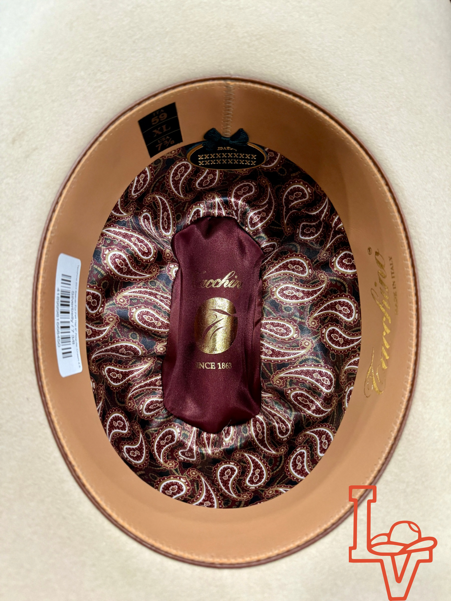 Tacchino 20X Beaver Fur Felt Hat 6" Regular Crown 4.5" Brim Silverbelly