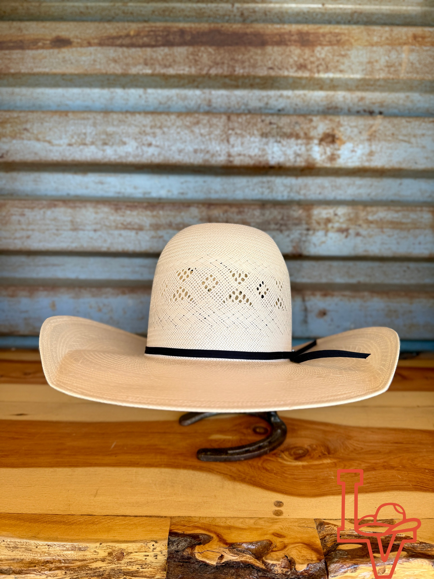 American Hat Company Straw Hat Regular Crown Pyramid Diamond White