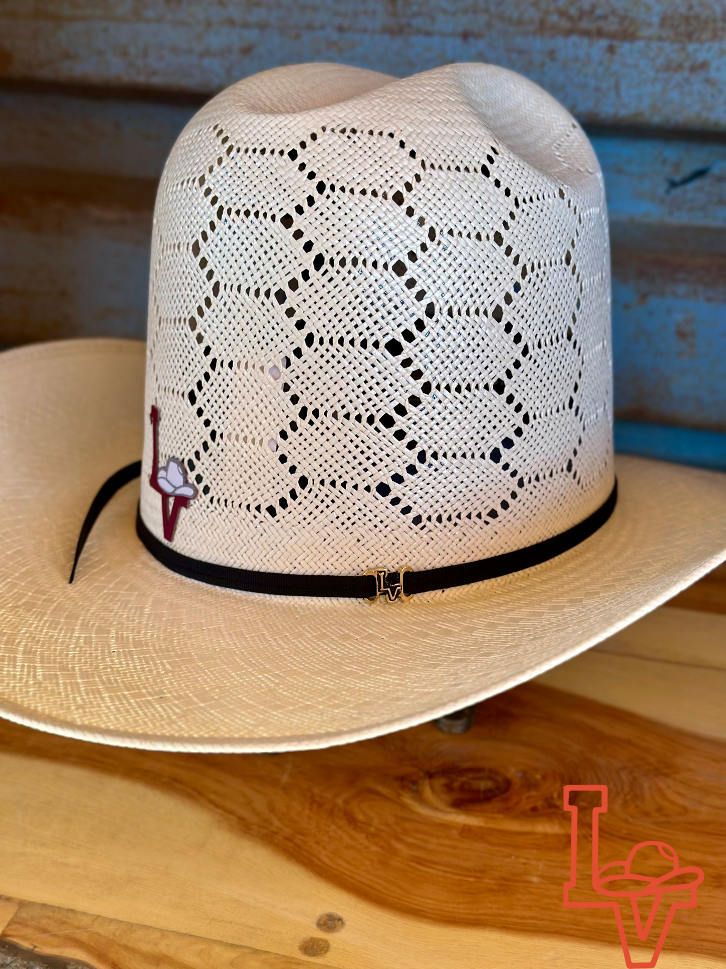Los Vaqueros Straw Hat Tall Crown Honeycomb White