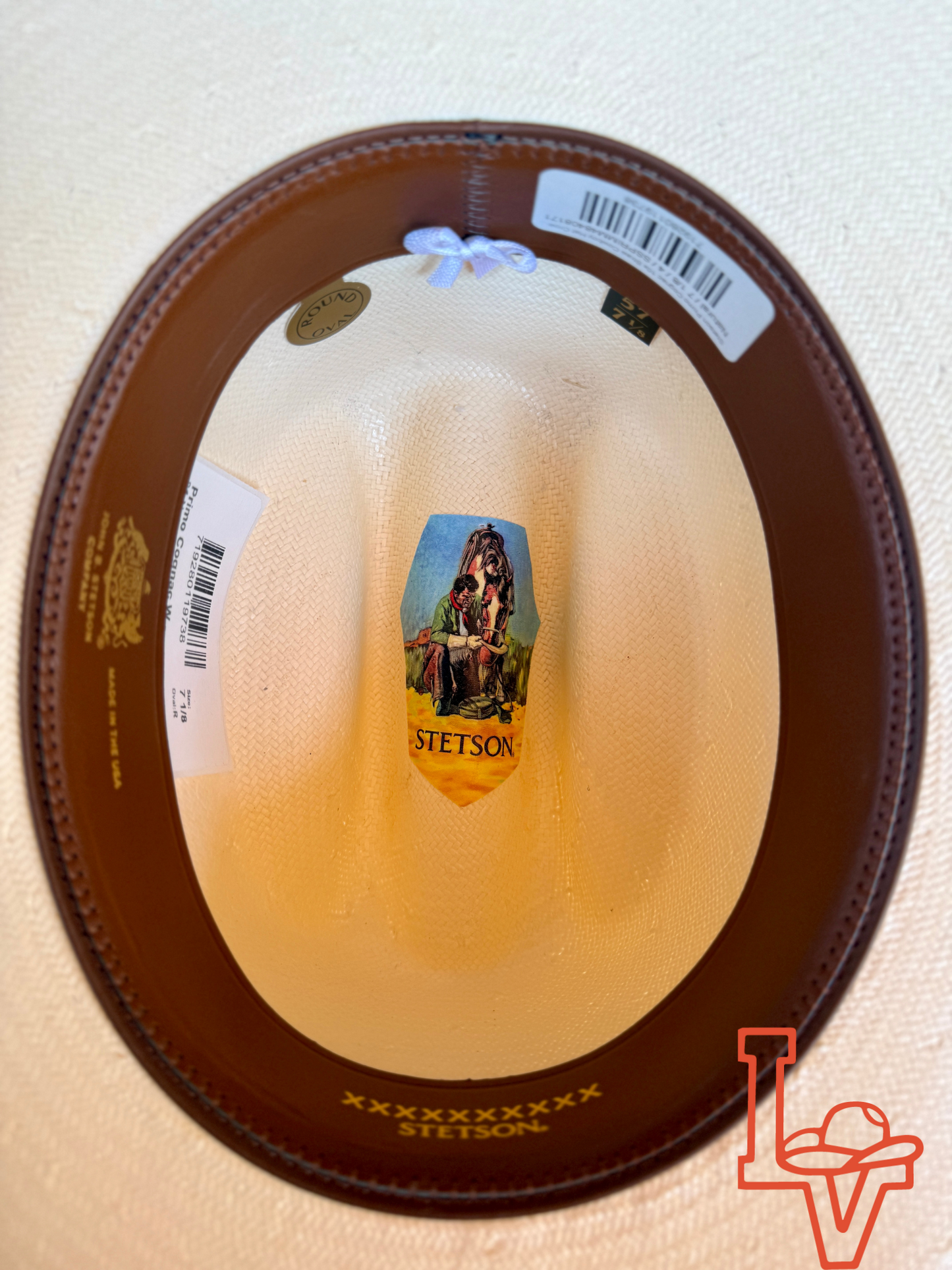 Stetson Primo Cognac 10x Straw Cowboy Hat Crown Natural