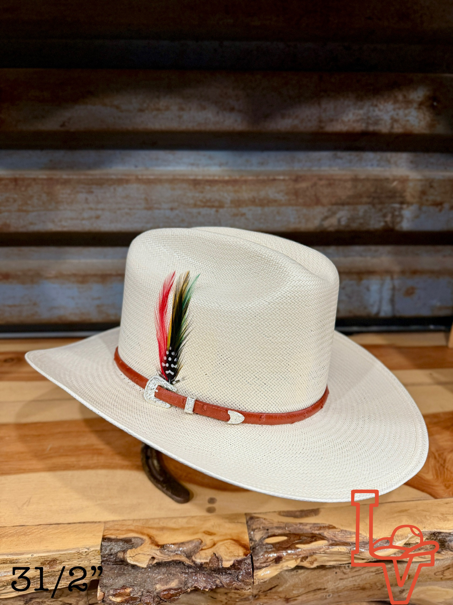 Stetson Primo Cognac 10x Straw Cowboy Hat Crown Natural