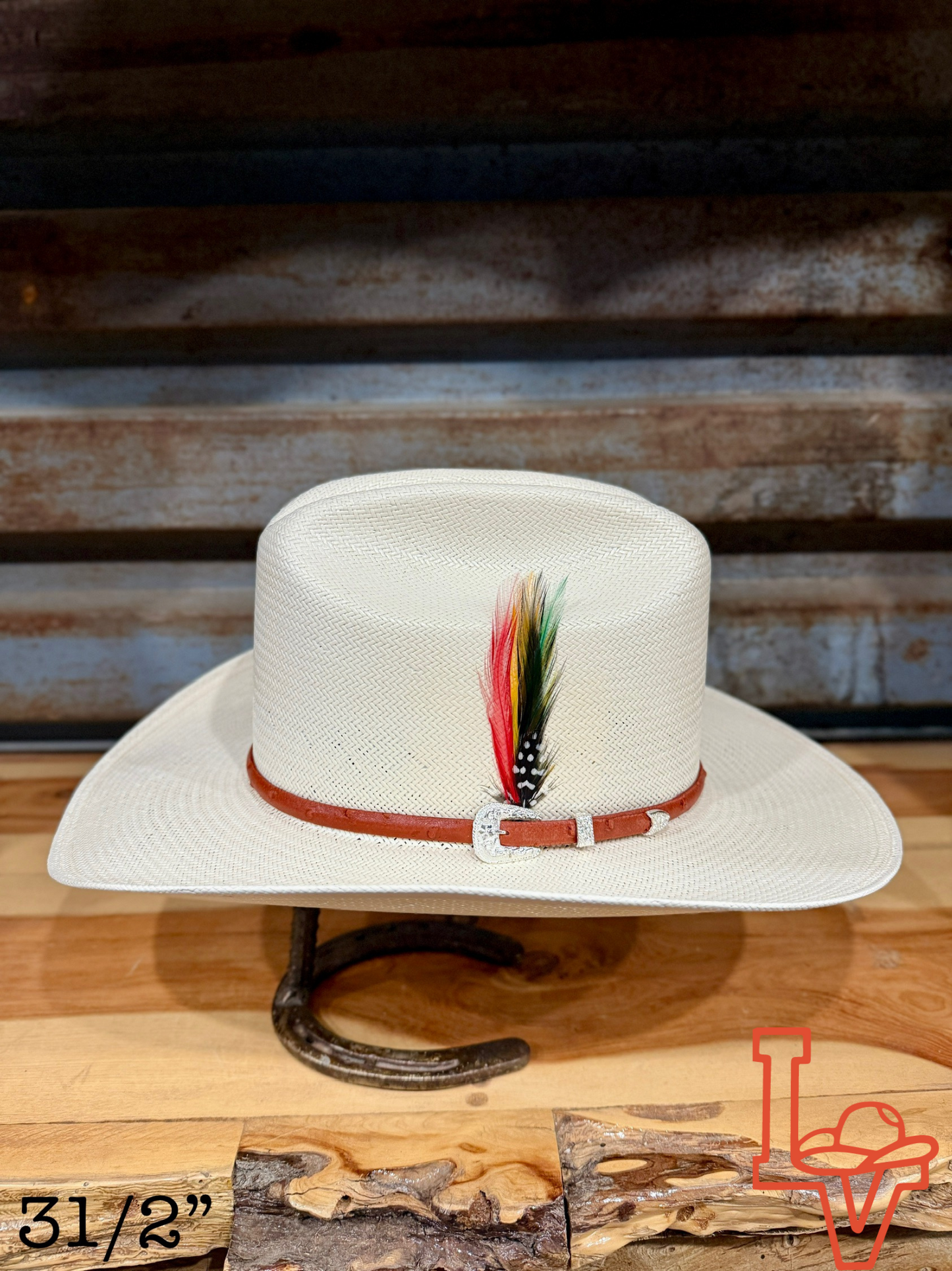 Stetson Primo Cognac 10x Straw Cowboy Hat Crown Natural