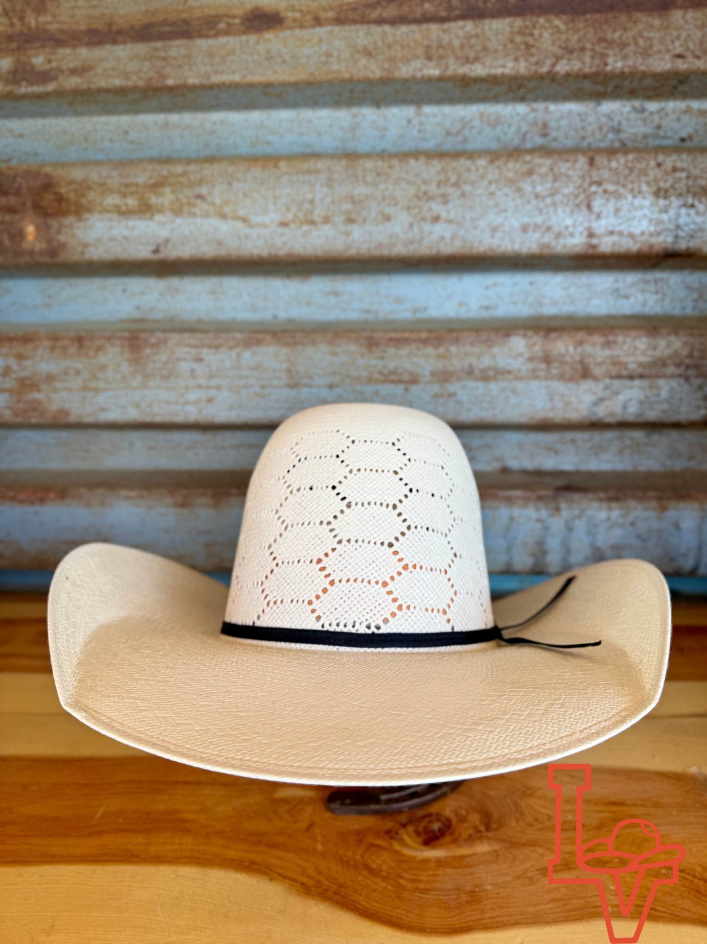 Los Vaqueros Straw Hat Regular Crown Honeycomb White