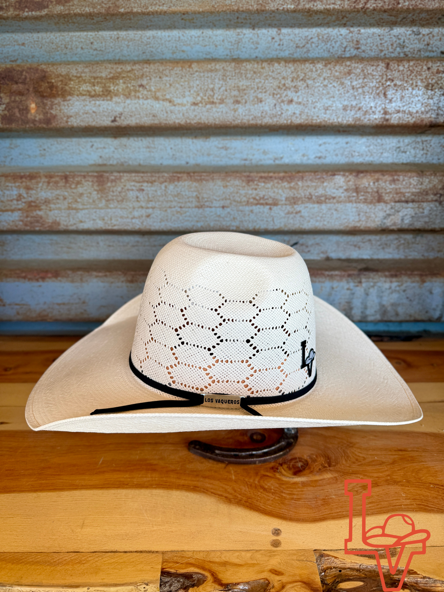 Los Vaqueros Straw Hat Regular Crown Honeycomb White
