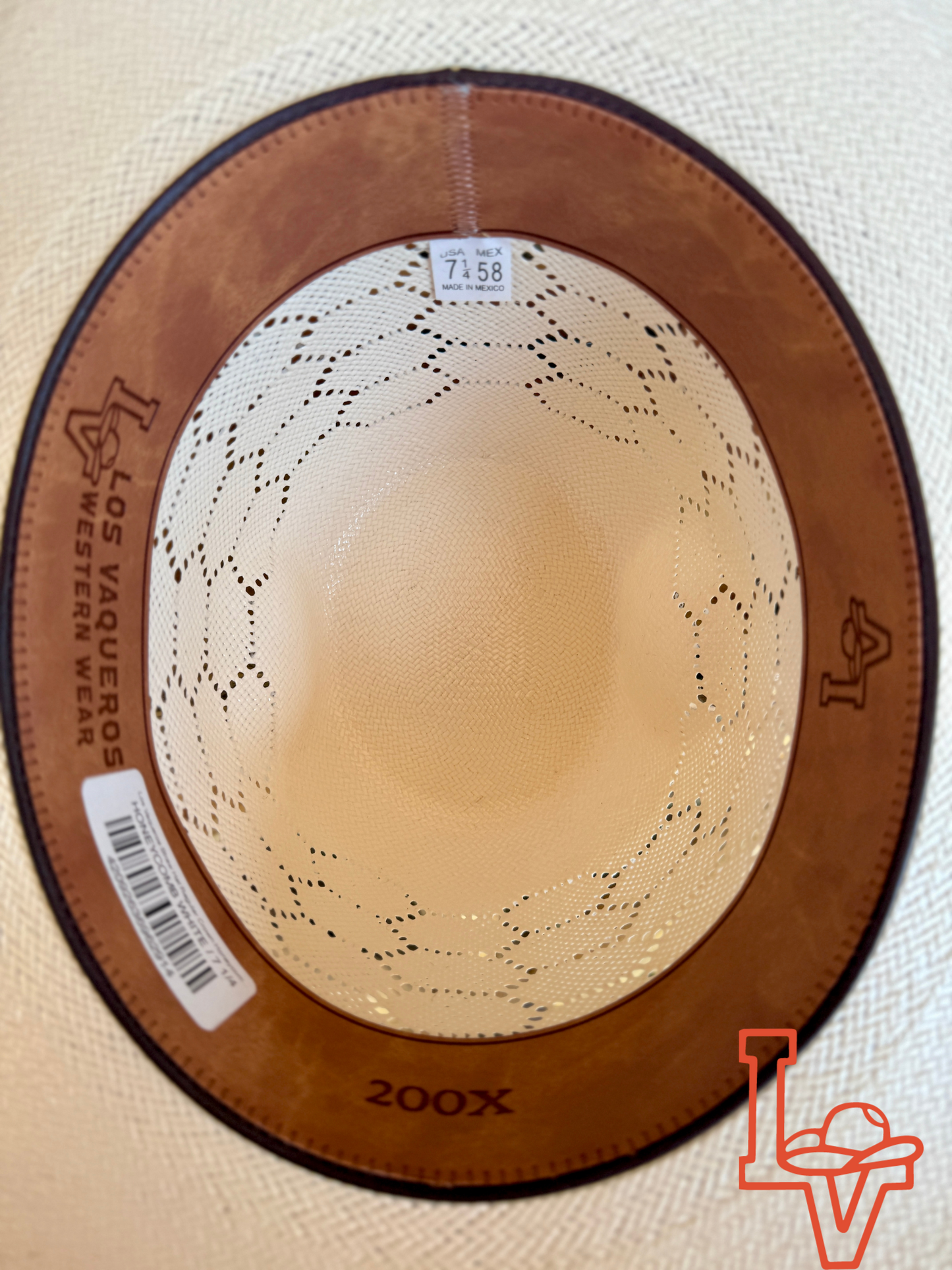 Los Vaqueros Straw Hat Regular Crown Honeycomb White