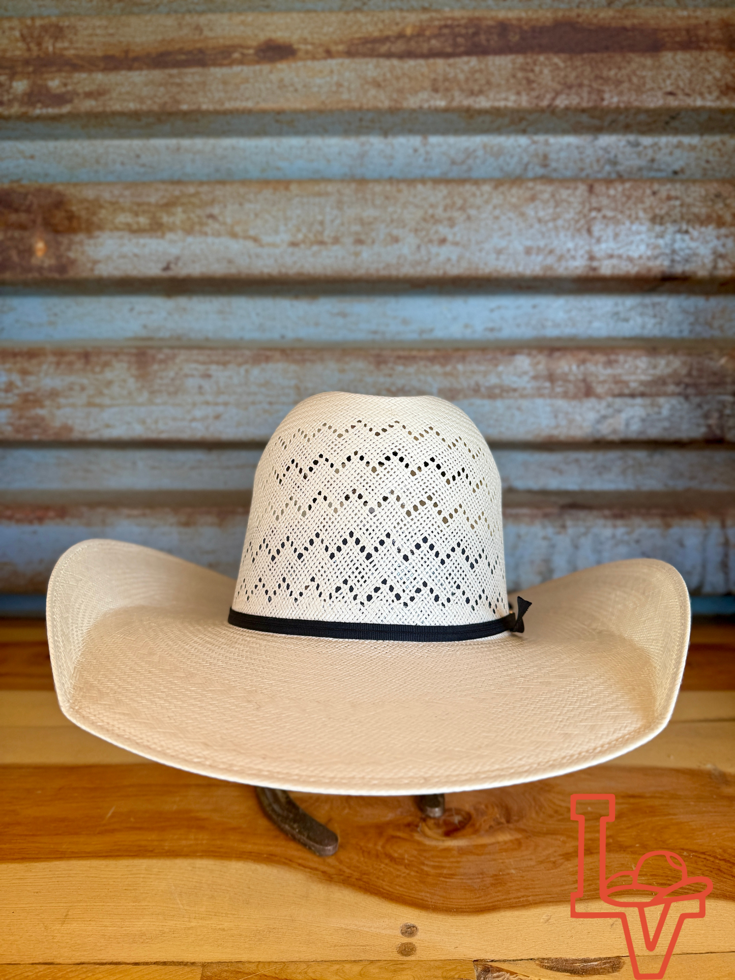 Los Vaqueros Straw Hat Regular Crown Waves White