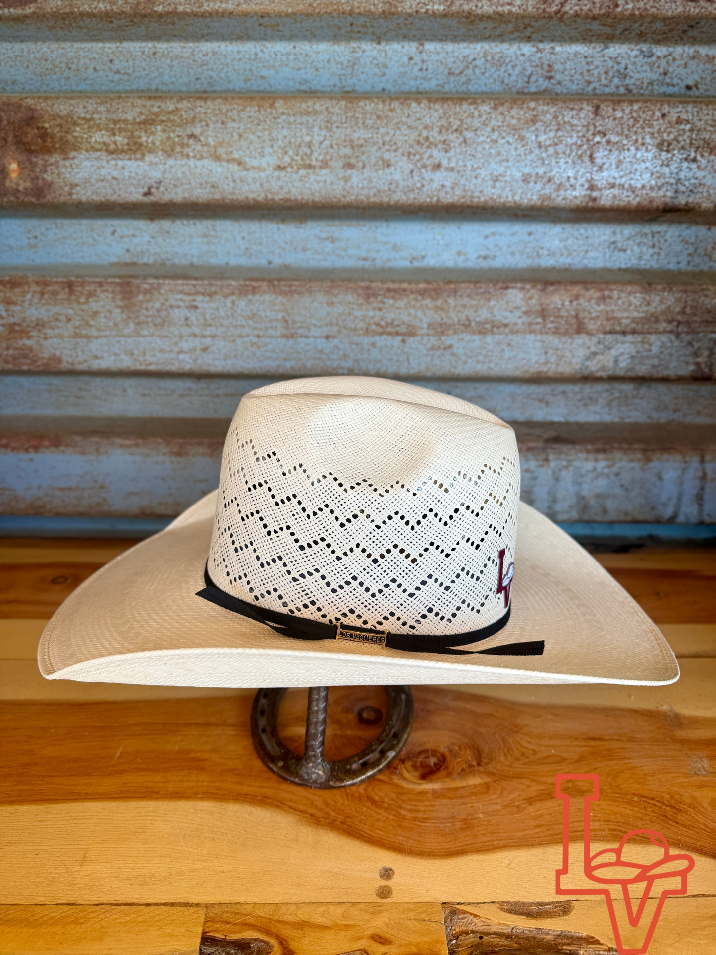 Los Vaqueros Straw Hat Regular Crown Waves White