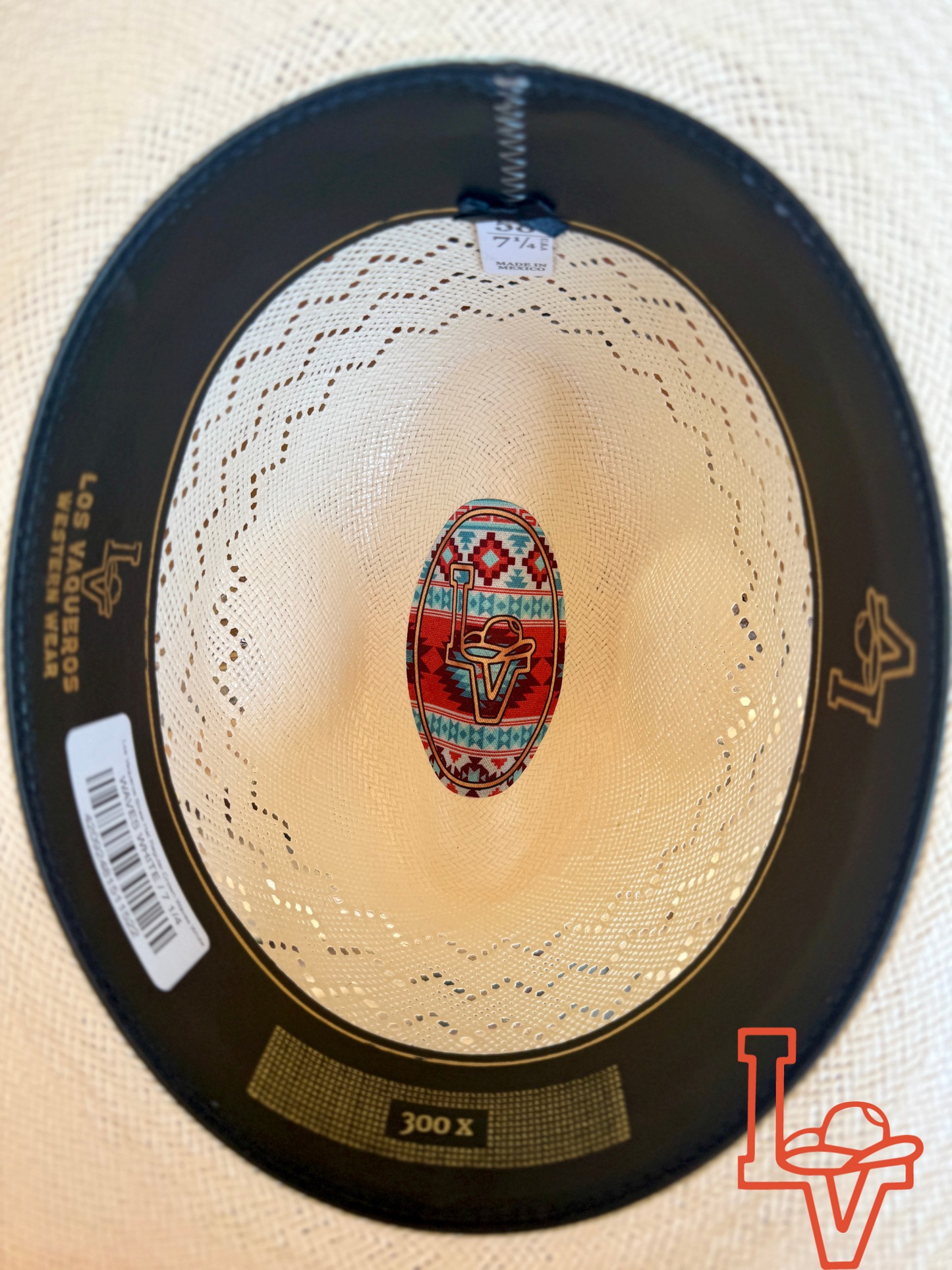 Los Vaqueros Straw Hat Regular Crown Waves White