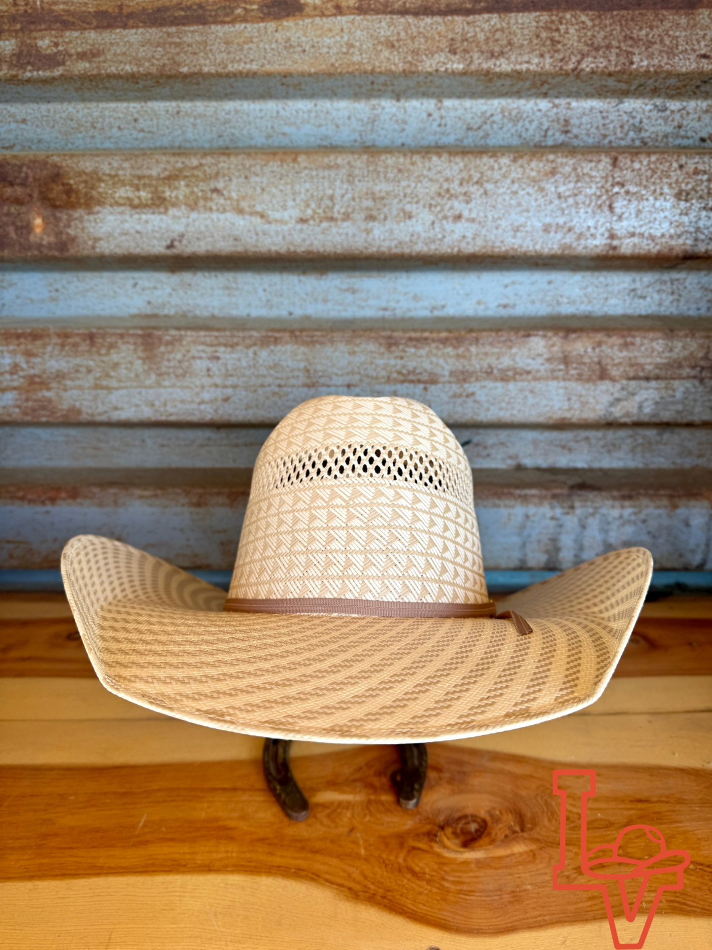 Los Vaqueros Straw Hat Regular Crown Disco Tan White