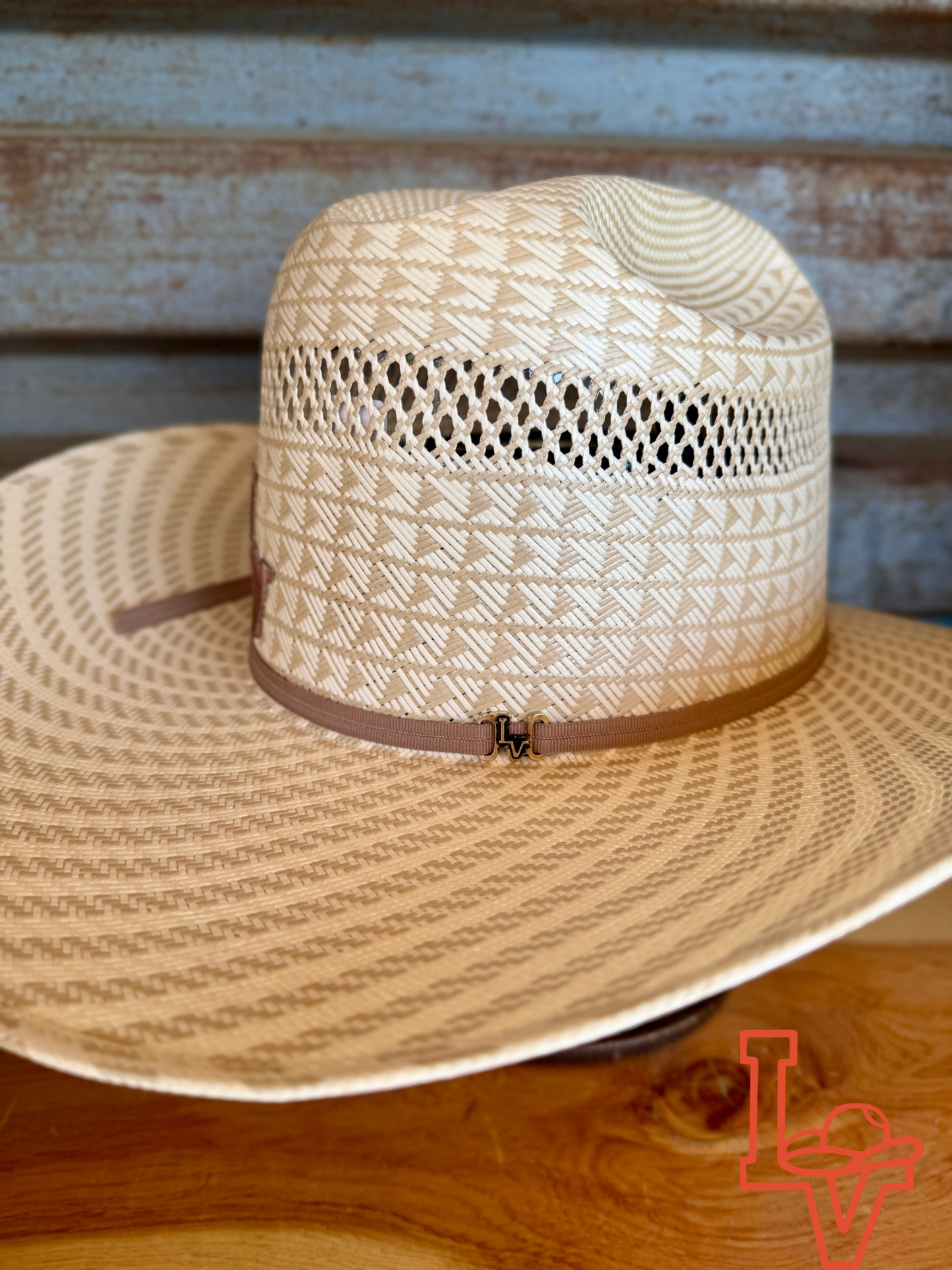 Los Vaqueros Straw Hat Regular Crown Disco Tan White