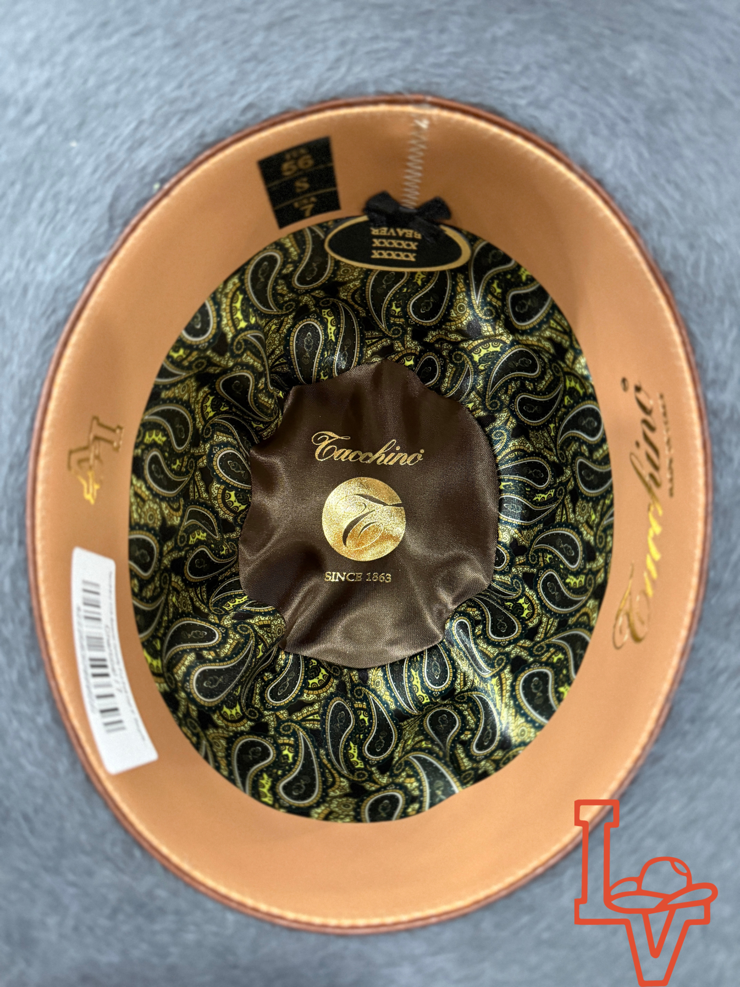 Tacchino 10X Beaver Grizzly Fur Felt Hat 6" Regular Crown 4.25" Brim Charcoal