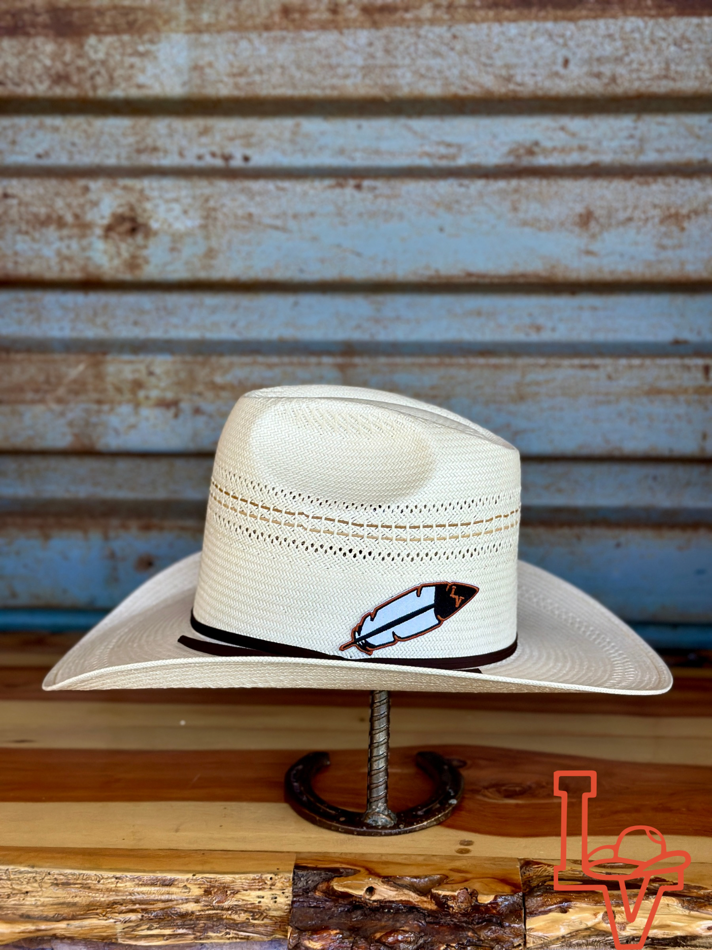 Valtierra Straw Hat Tall Crown Corral Brown White
