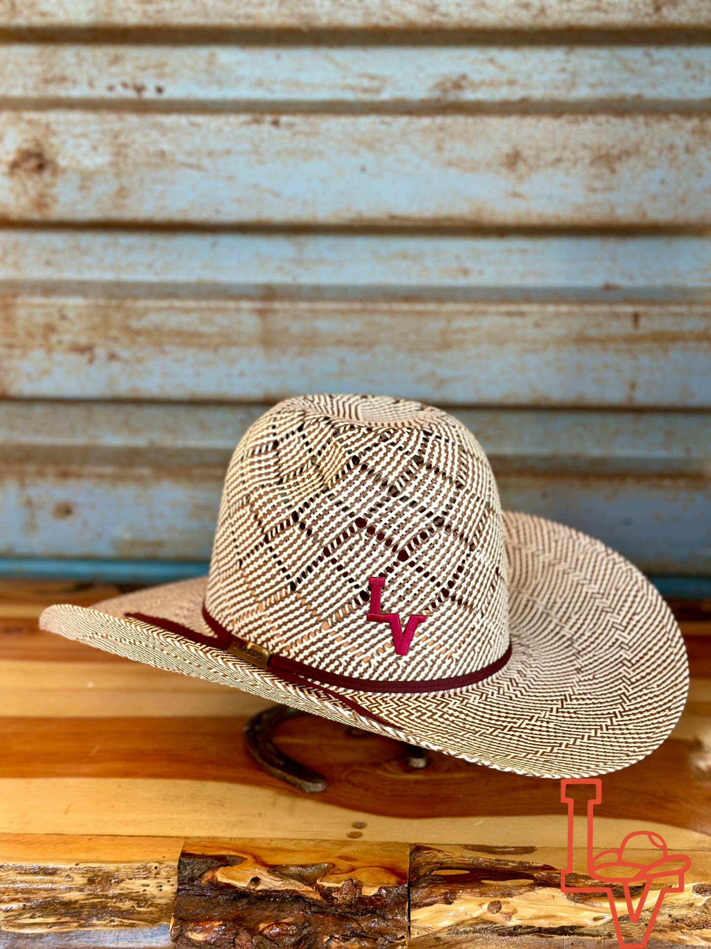 Laredo Straw Hat Regular Choco Patchwork Brown White
