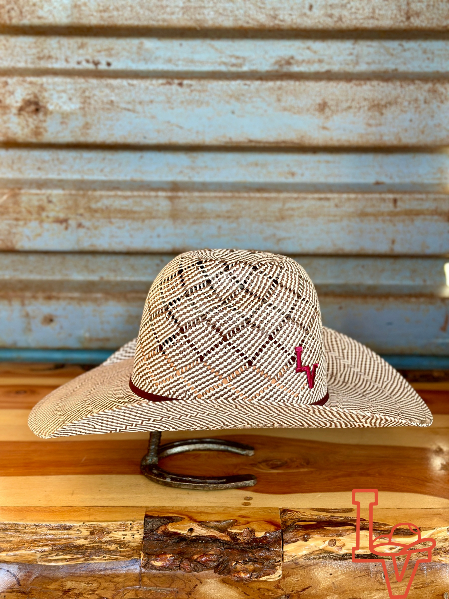 Laredo Straw Hat Regular Choco Patchwork Brown White