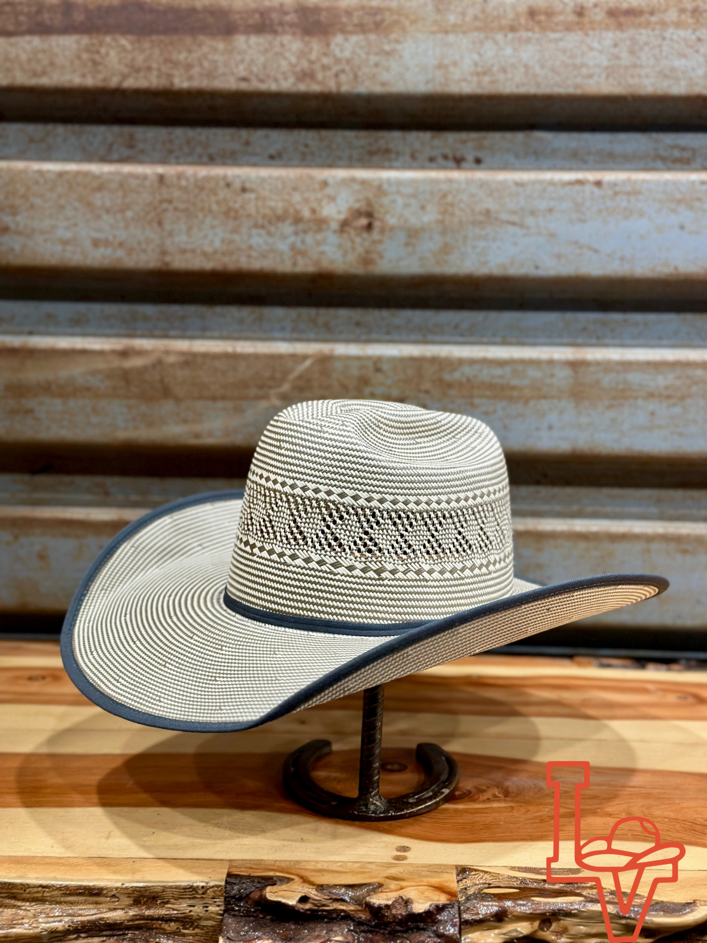 Laredo Straw Hat Regular Smoky Hill Grey White Bound Edge