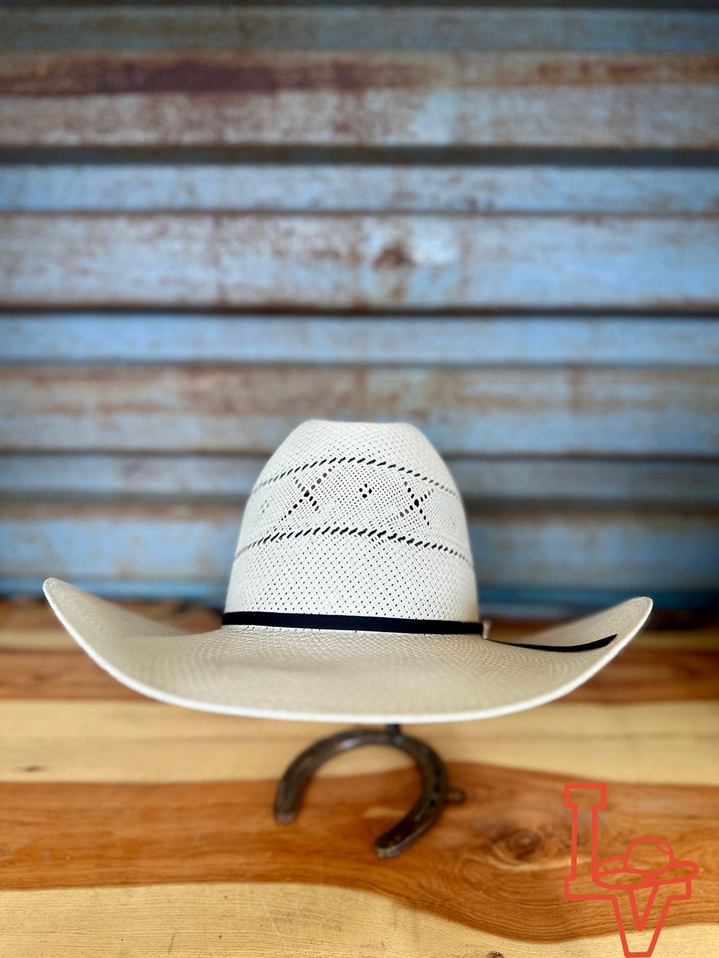 Resistol 20x Rusty Cowboy Hat Straw Hat Regular Crown Ivory/Grey