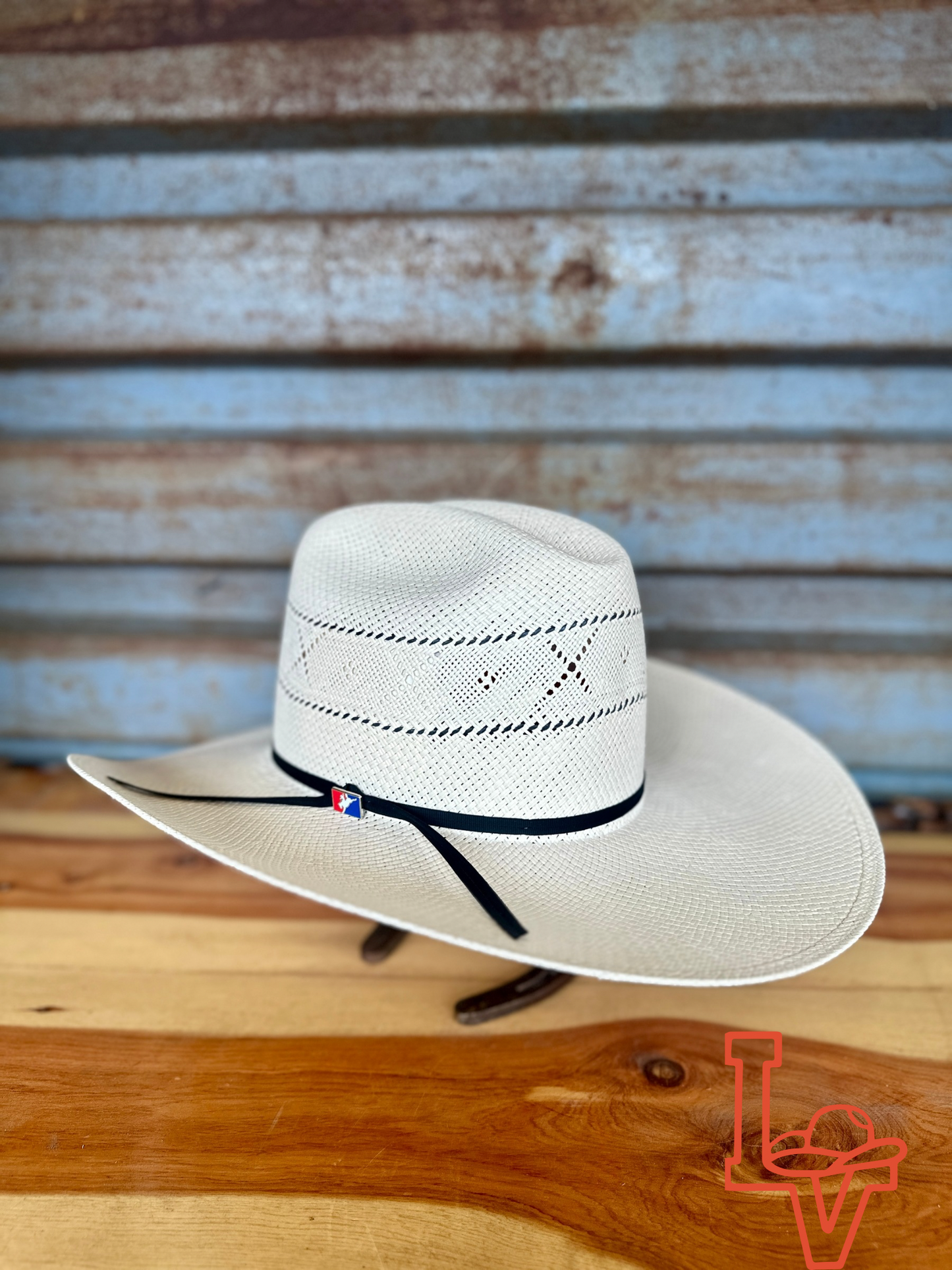 Resistol 20x Rusty Cowboy Hat Straw Hat Regular Crown Ivory/Grey
