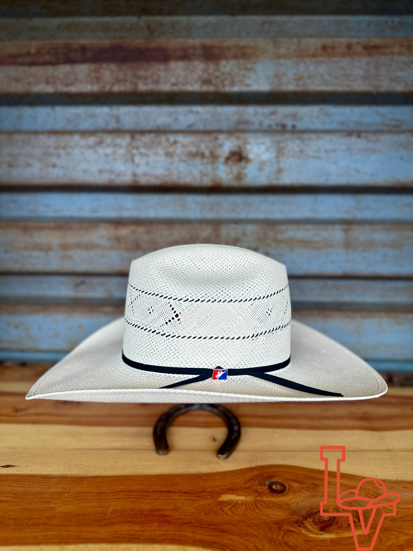 Resistol 20x Rusty Cowboy Hat Straw Hat Regular Crown Ivory/Grey