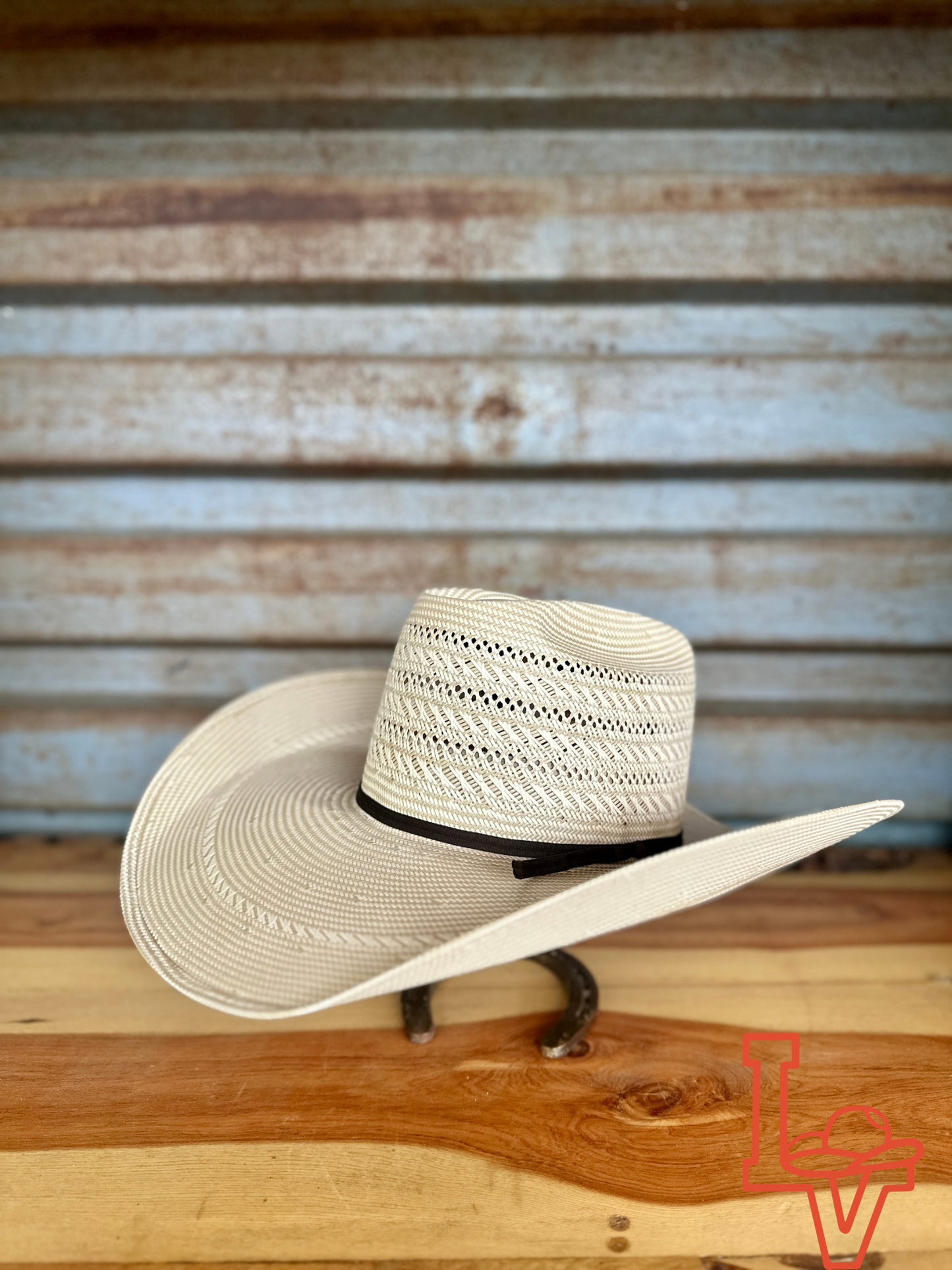 Rodeo King Triple Time Straw Hat Regular Crown Tan White