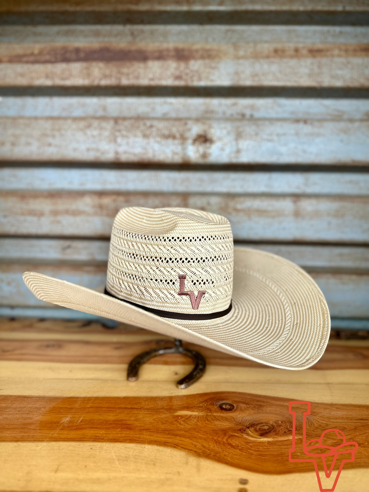 Rodeo King Triple Time Straw Hat Regular Crown Tan White
