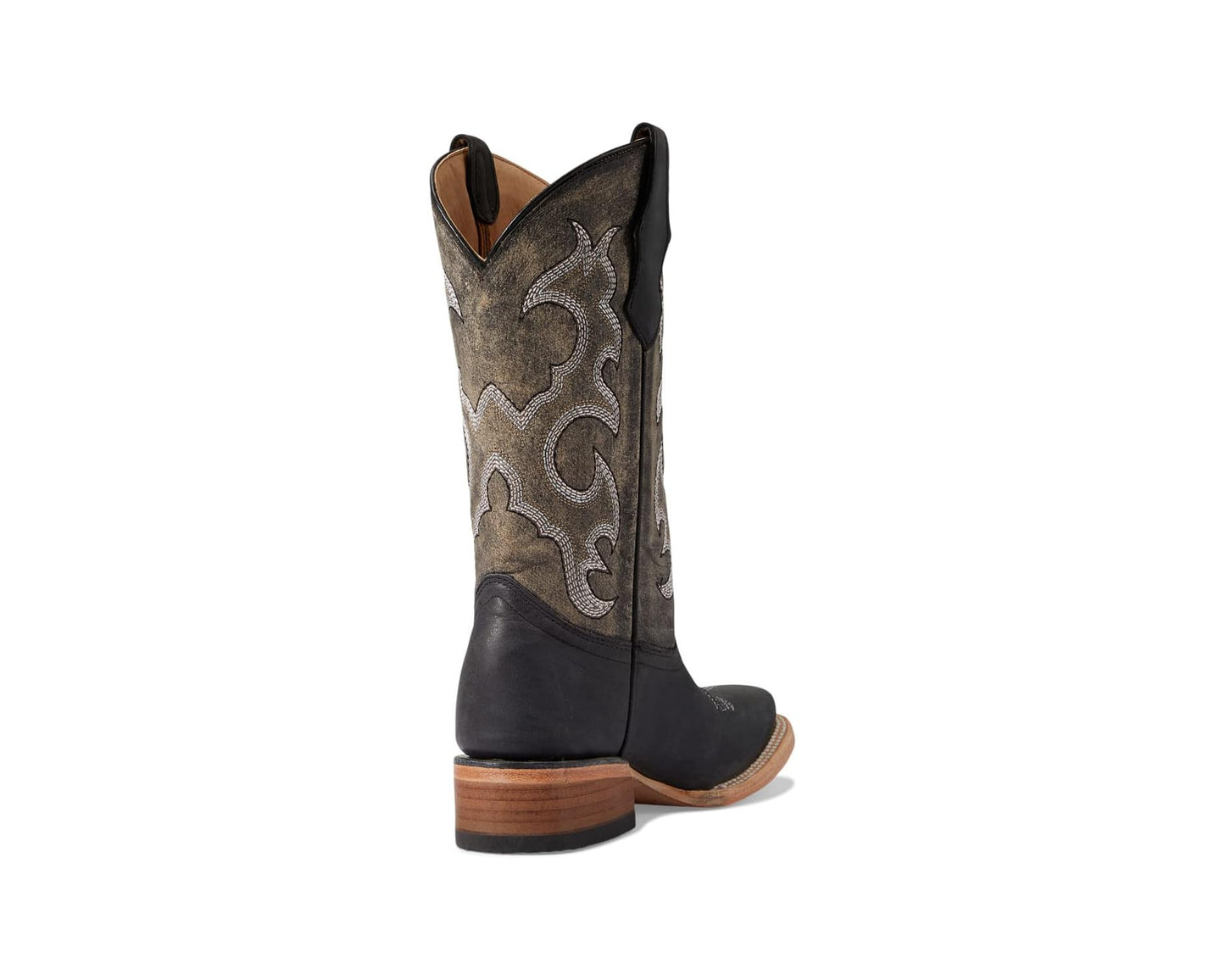 Circle G Kid's Toddler J7111 Black Embroidery Square Toe Western Boots