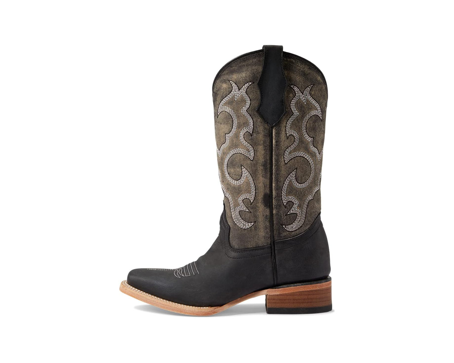 Circle G Kid's Toddler J7111 Black Embroidery Square Toe Western Boots