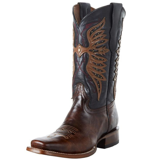 Circle G Girl's Toddler J8009 Brown Overlay & Studs & Embroidery Square Toe Western Boots