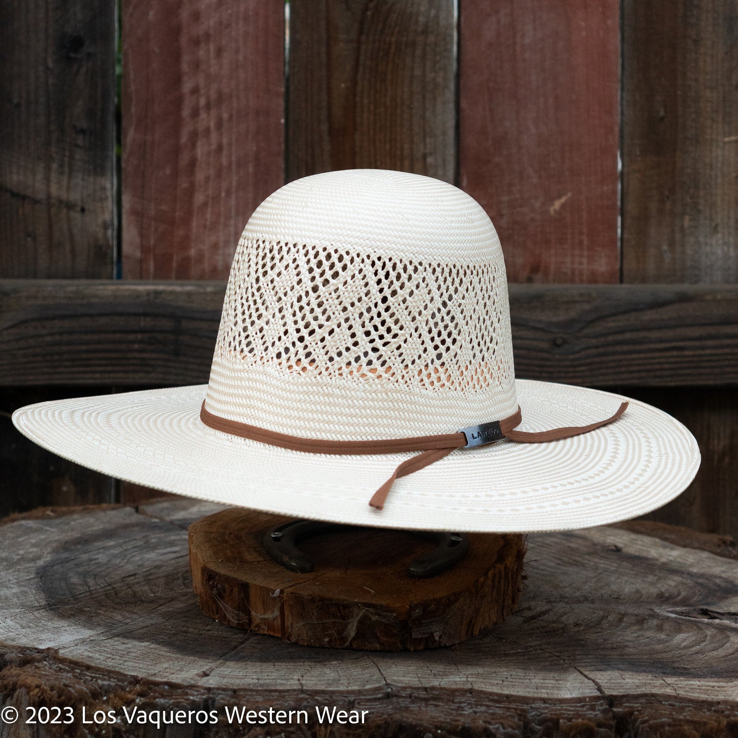 Laredo Straw Hat Regular Diamond Stripe Tan White