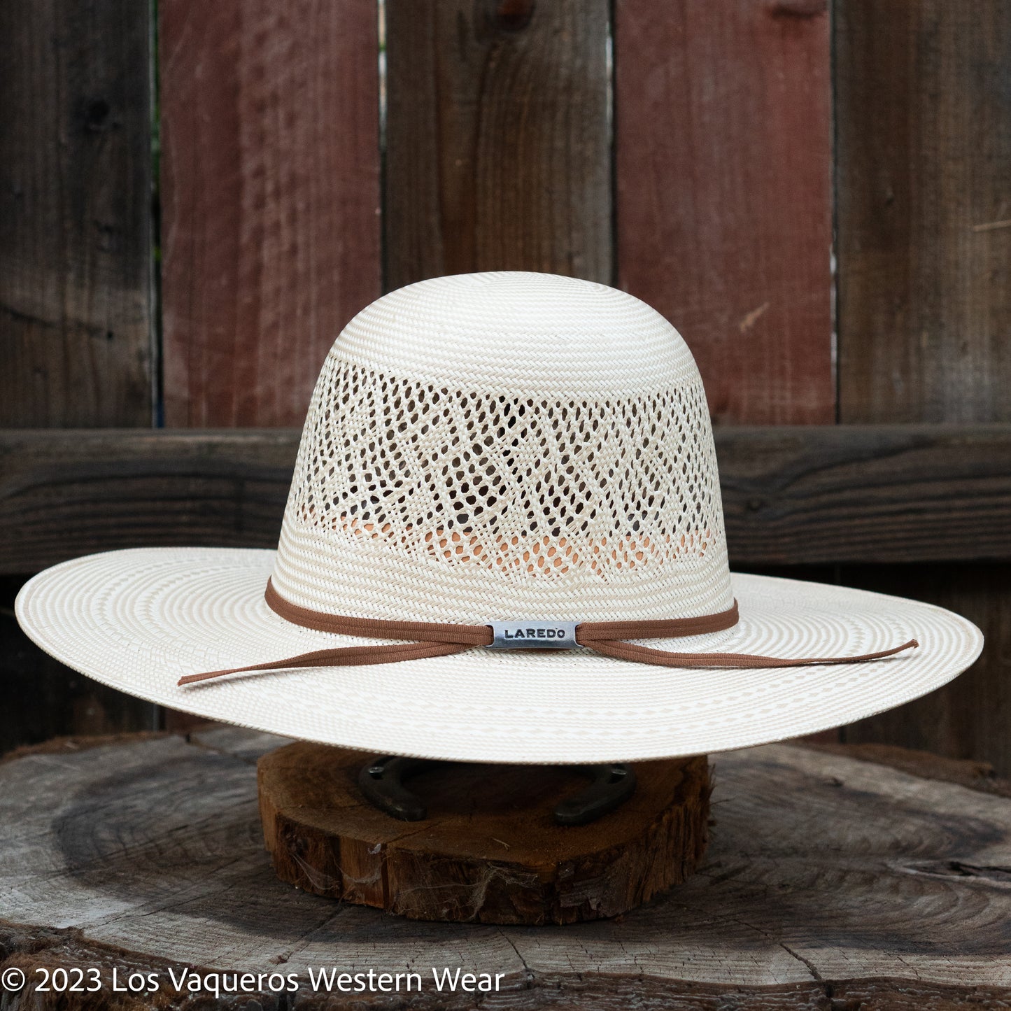 Laredo Straw Hat Regular Diamond Stripe Tan White