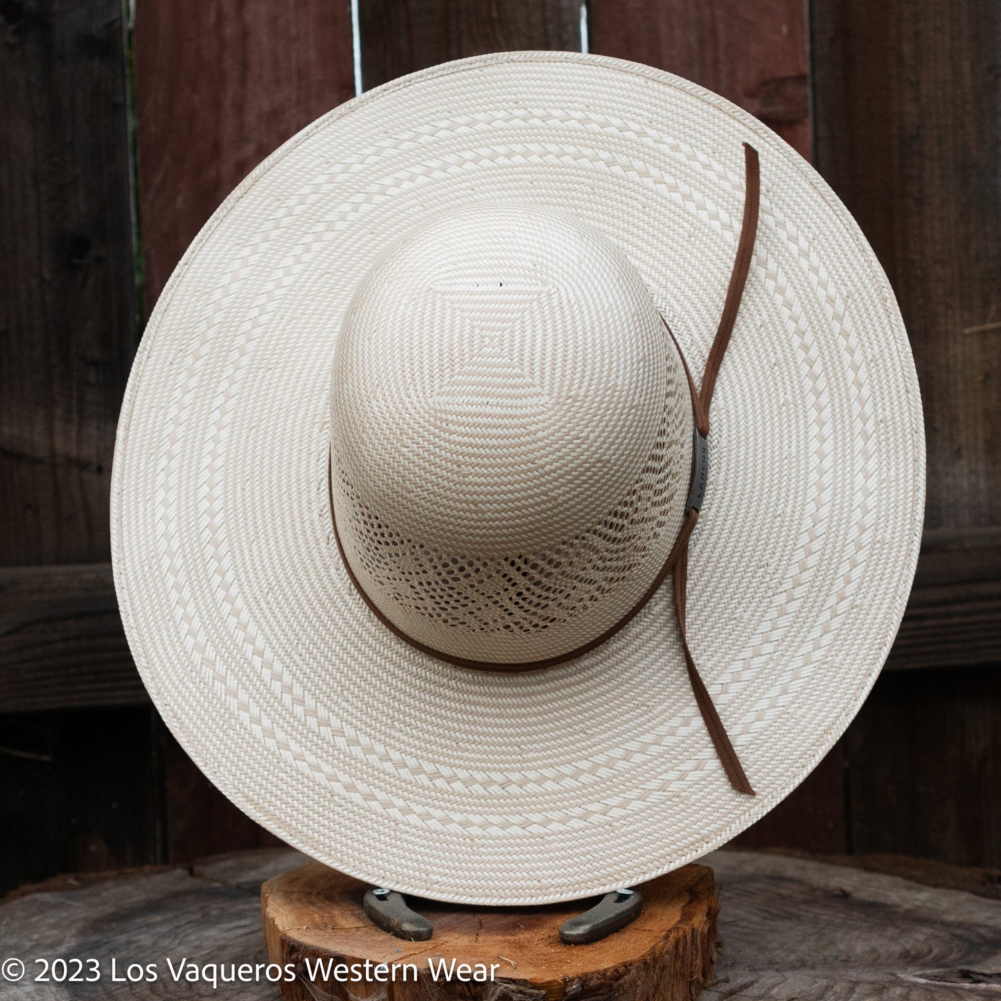 Laredo Straw Hat Regular Diamond Stripe Tan White