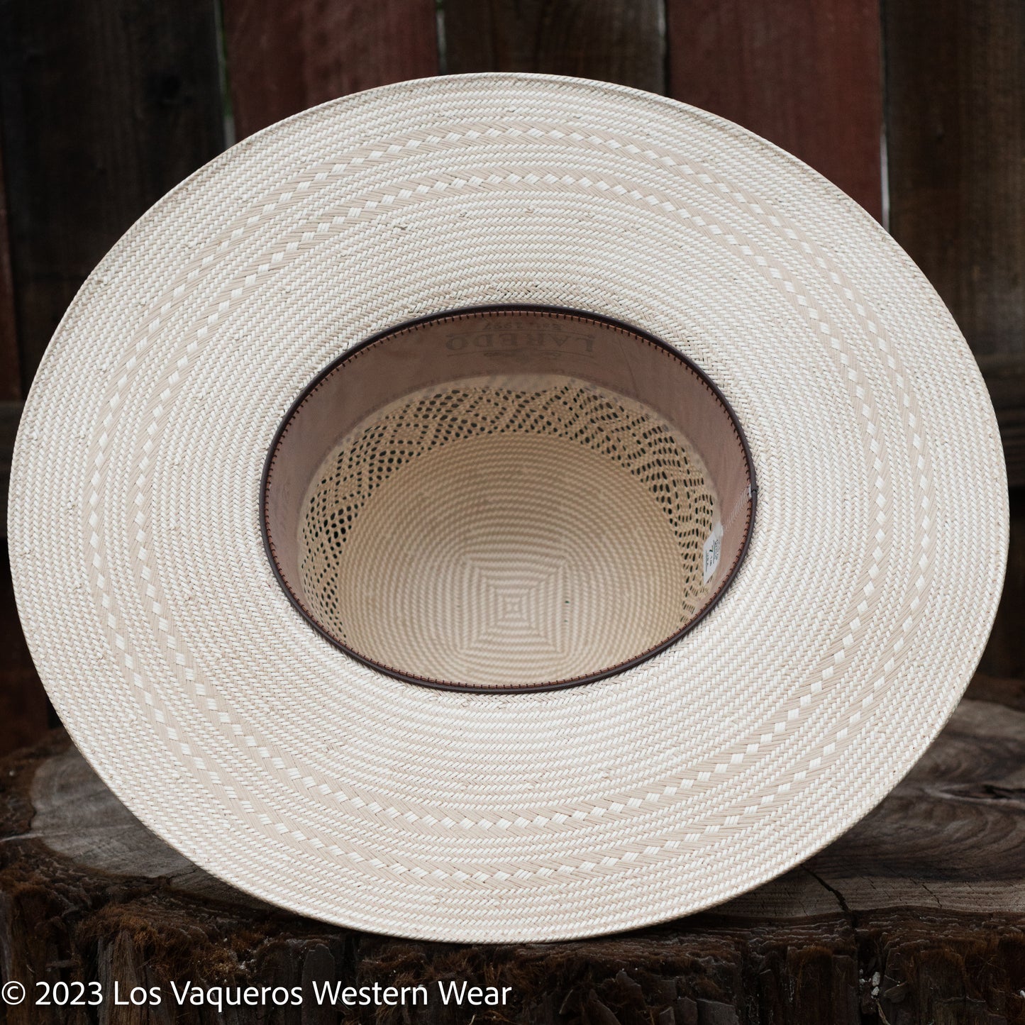 Laredo Straw Hat Regular Diamond Stripe Tan White