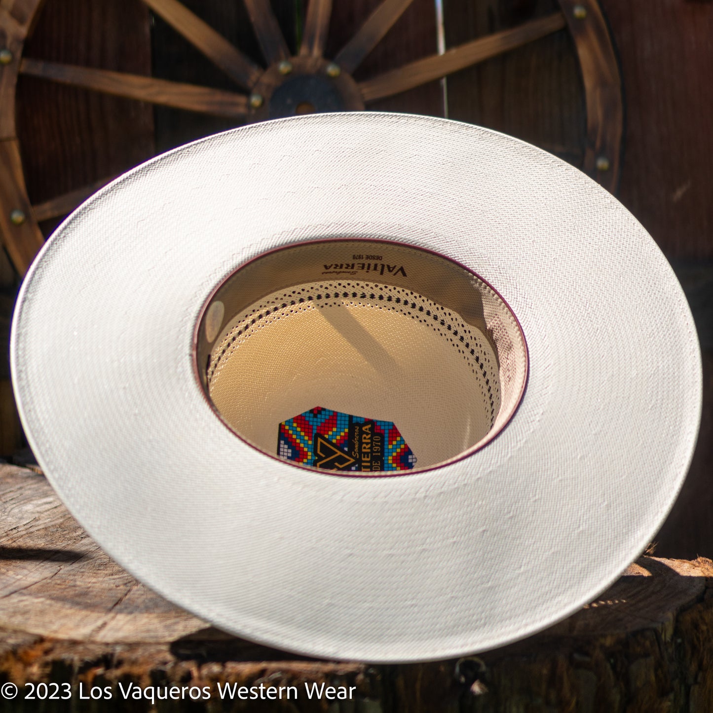 Valtierra Straw Hat Regular Crown Tiger Line Black White