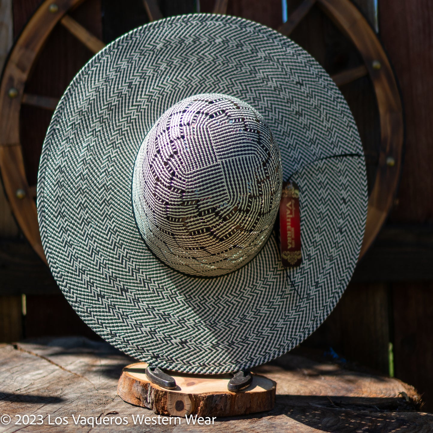 Valtierra Straw Hat Regular Crown Patchwork Black