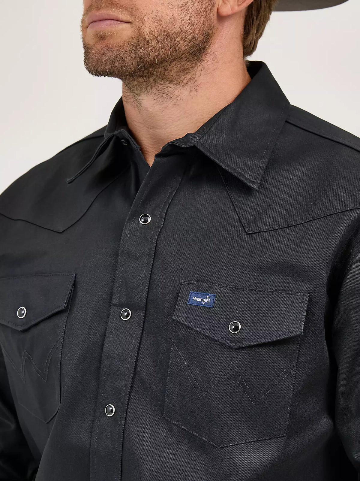 Wrangler Mens Cowboy Cut® Firm Finish Twill Western Snap Work Shirt
