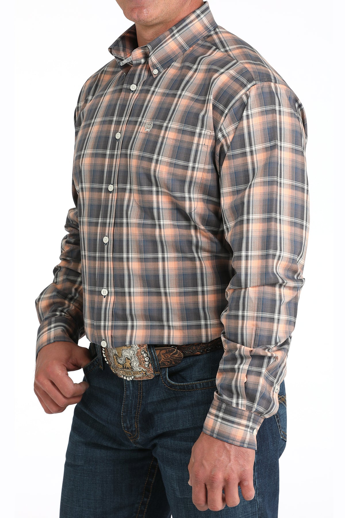 Cinch Men's Plaid Print Long Sleeve Shirt Multi