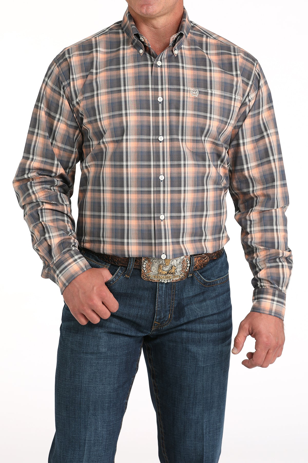 Cinch Men's Plaid Print Long Sleeve Shirt Multi