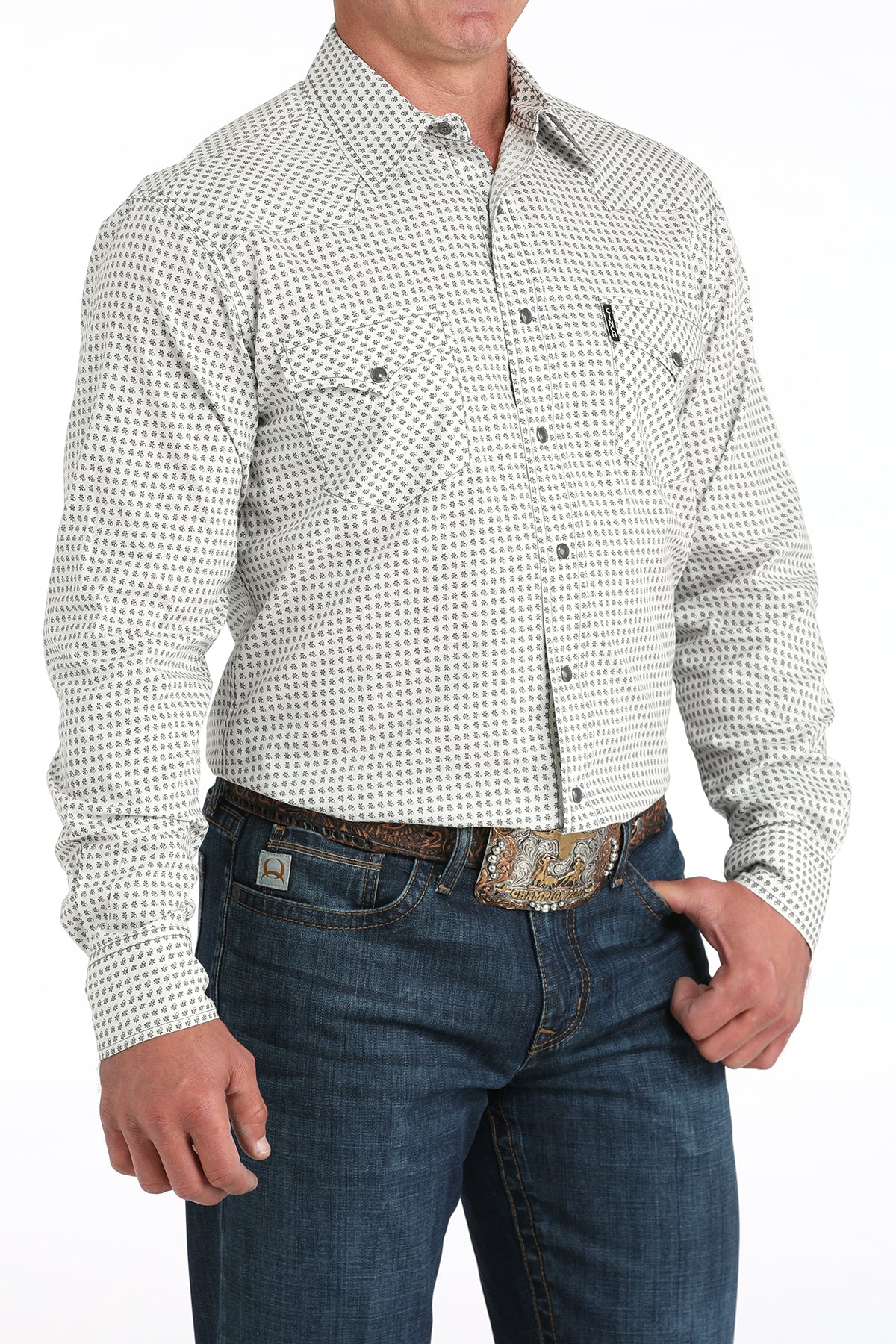 Cinch Men's Modern Fit Long Sleeve Shirt in Cream