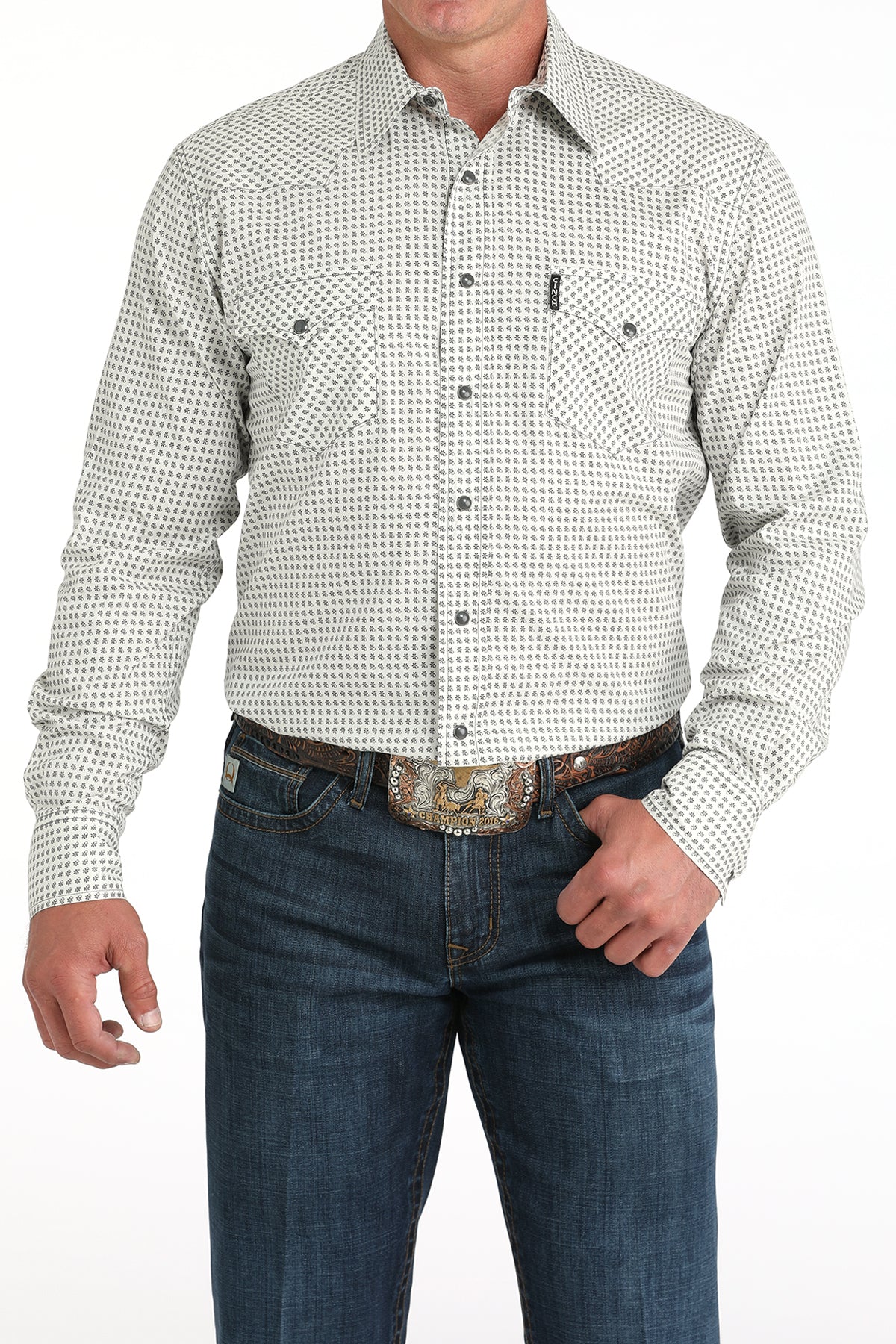 Cinch Men's Modern Fit Long Sleeve Shirt in Cream